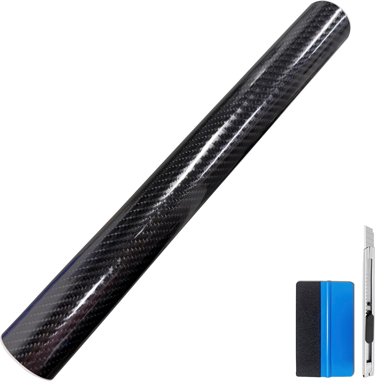 LZLRUN 6D Gloss Black Carbon Fiber Vinyl Wrap 1f x5ft Air Release(6D Gloss 5×20)