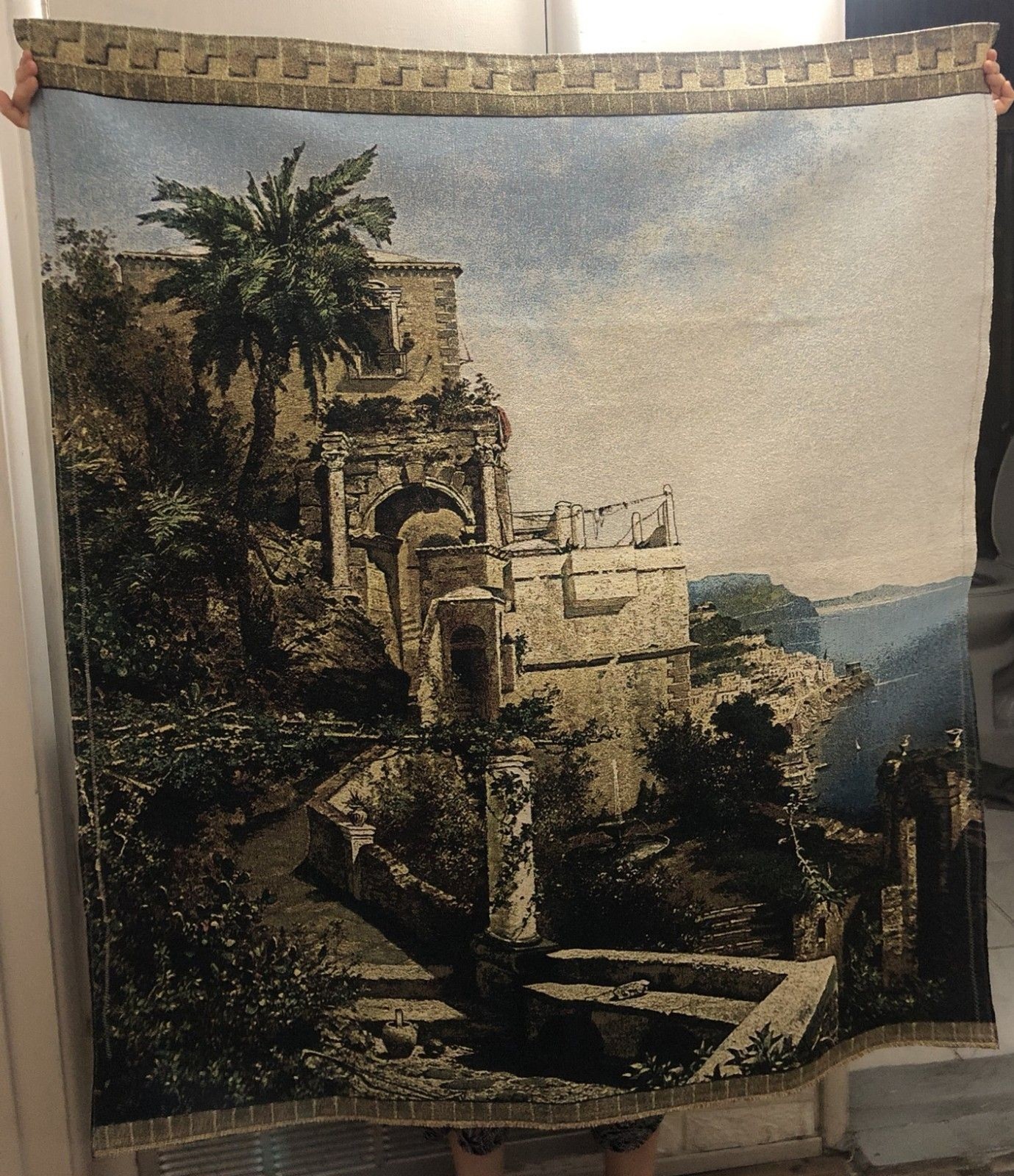 Fine Art Tapestries « In the Garden, Amalfi » Jacquard Woven Wall Art-43&Prime;x48&Prime; USA