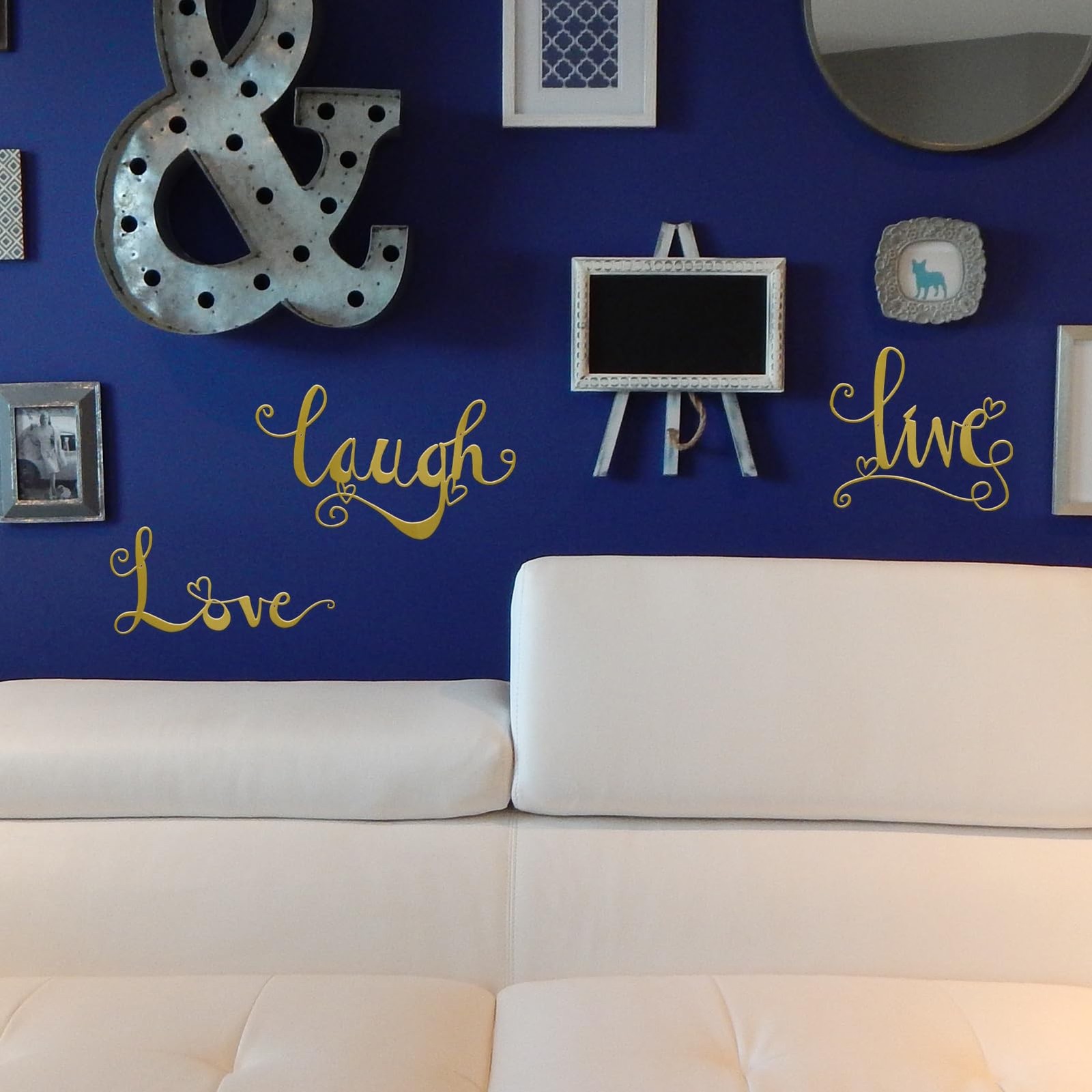 3 Pieces Gold Metal Letter Sign Decor &lsquo;Live Laugh Love&rsquo; WordArt Wall Art Deco…