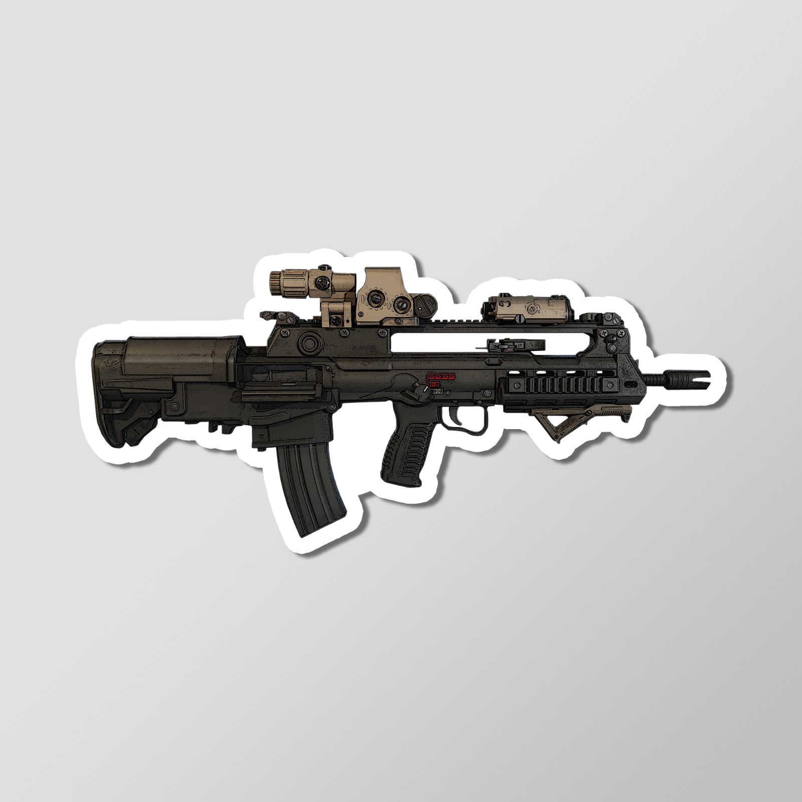 VHS-2 Bullpup Rifle Gun Art – Laptop Sticker Vinyl 4&Prime; Wide