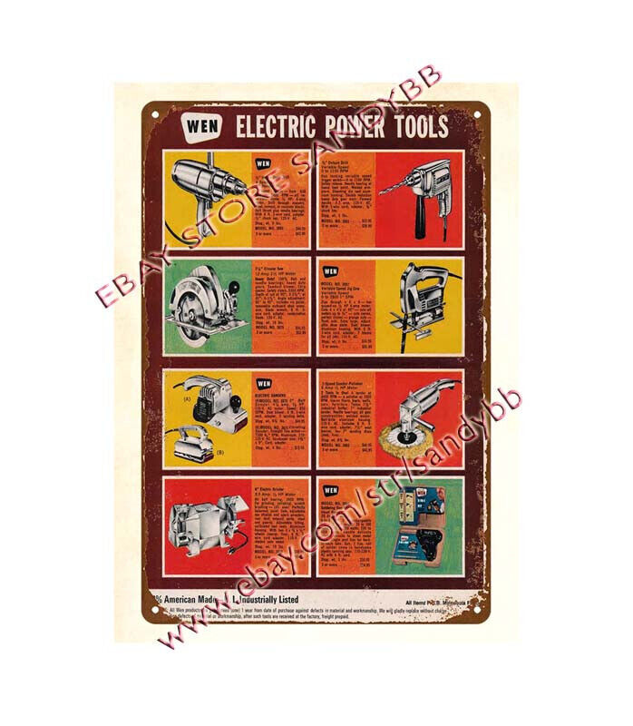 1969 Wen Electric Power Tools metal tin sign inexpensive home decor