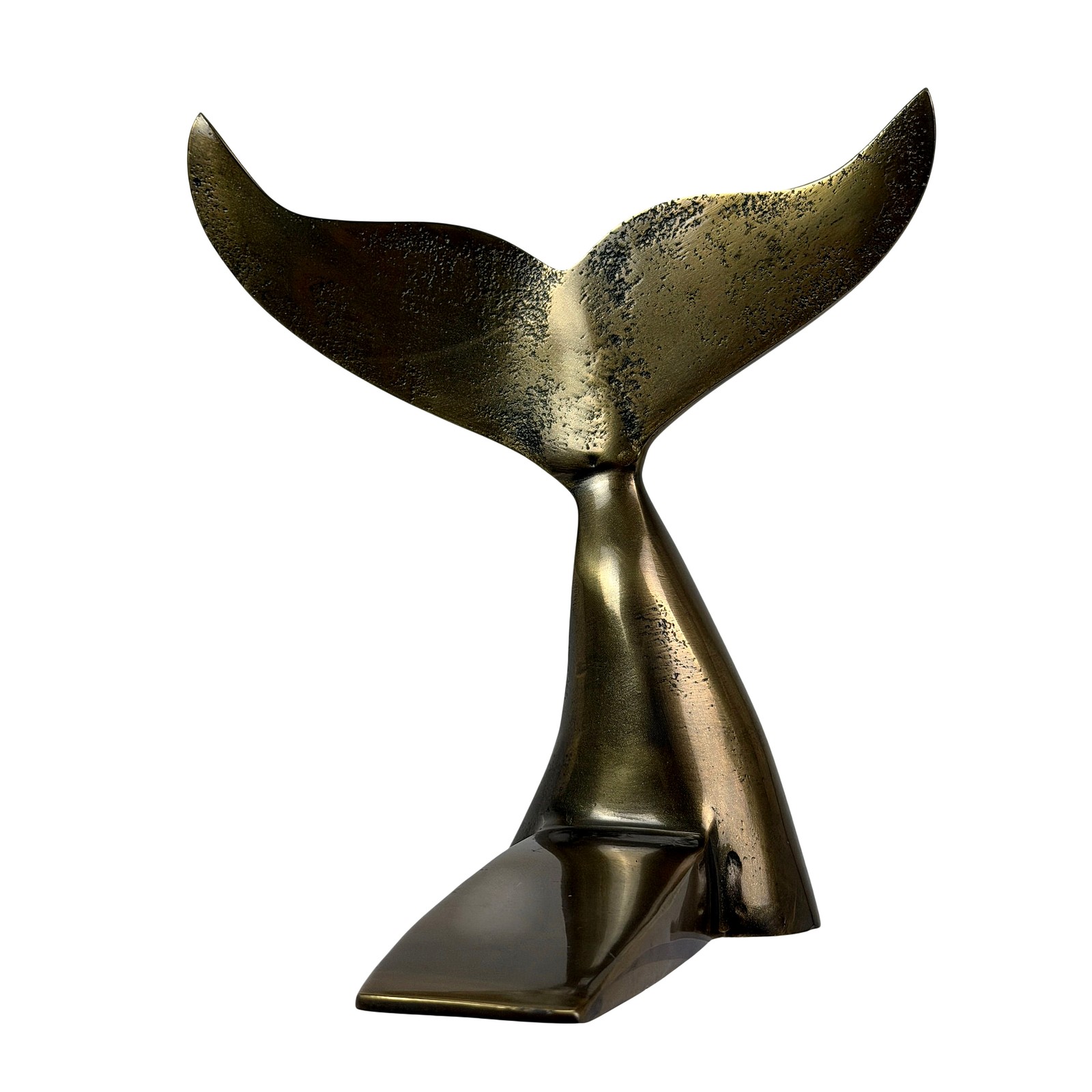 Whale Tail Door Stop Brass Finish Cast Aluminum Nautical 7 in Decorative