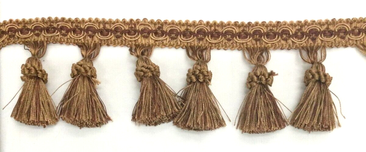 Tassel Fringe Trim 3.5&Prime; for Drapery Curtains Upholstery Pillows/Gold w Dark Gold