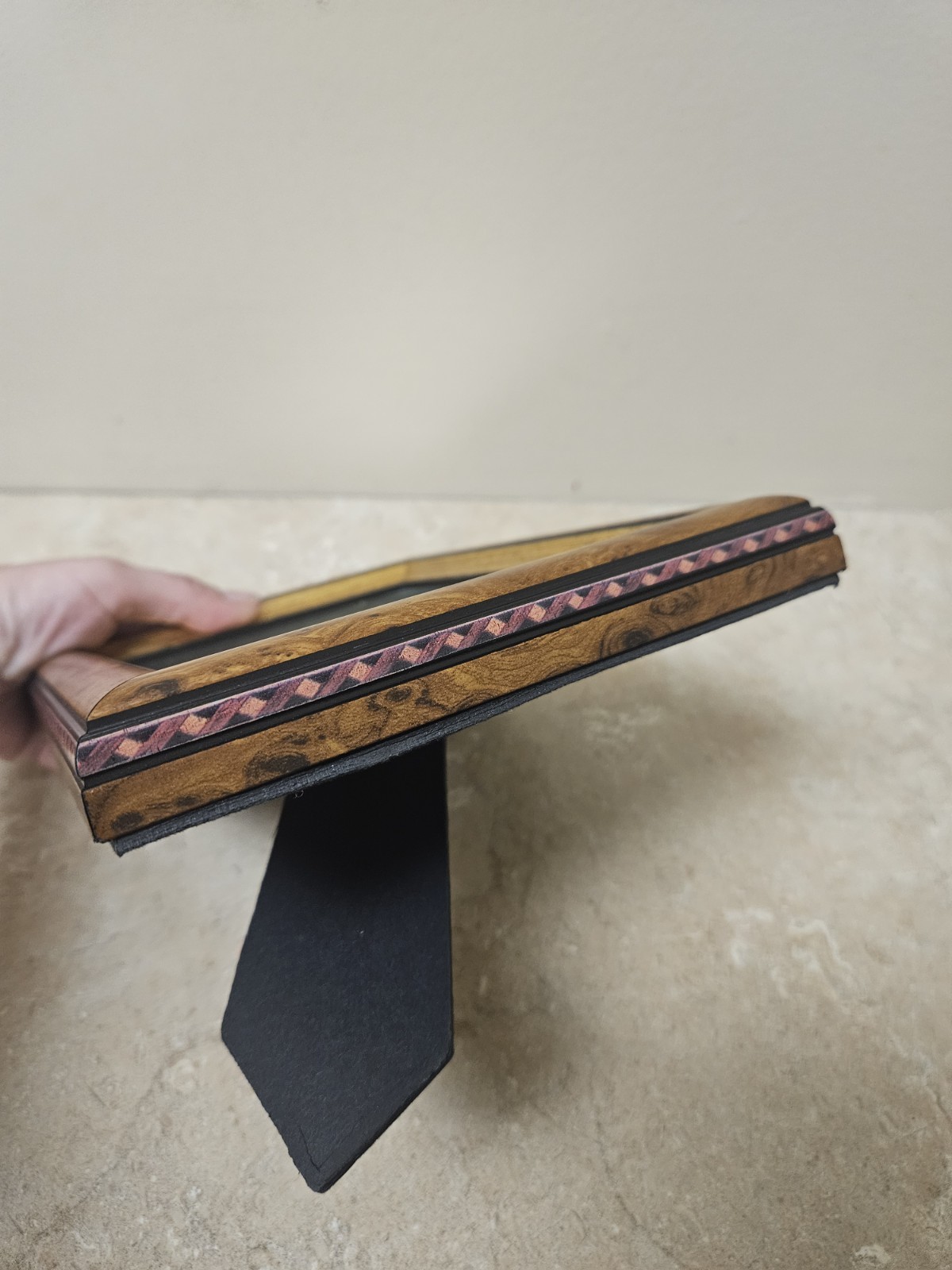 5×7 wood marquetry photo frame handcrafted in Los Angeles by The Bucklers Inc.