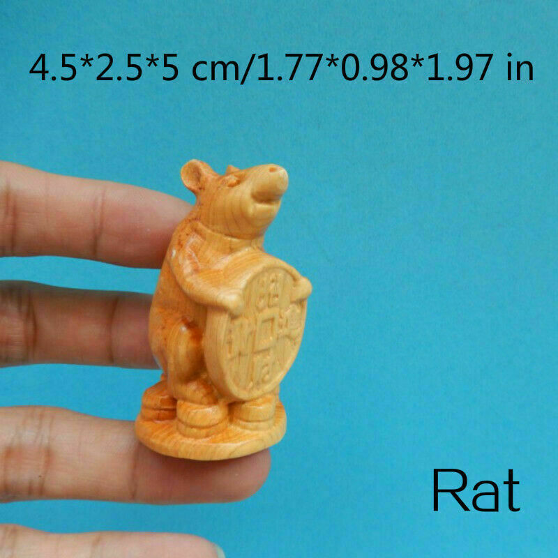 Annatto Carving Chinese Zodiac Animals Statue Fengshui Scuplture Home Decor