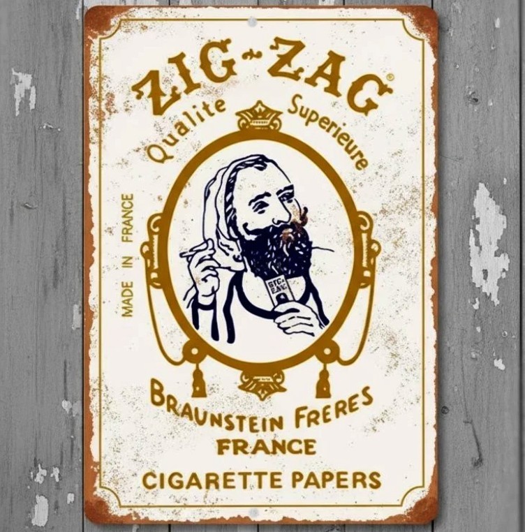 Zig Zag Cigarette Papers 12 x 18 Vintage Novelty Metal Sign Made In USA