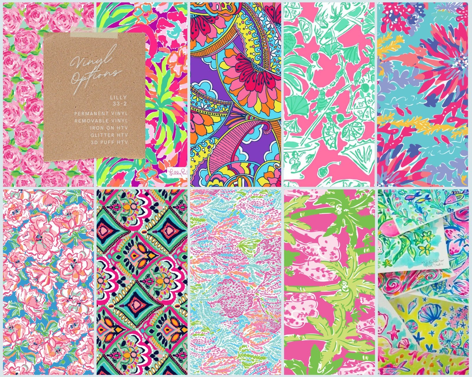 Lilly Pulitzer Inspired Pattern Vinyl & Iron on HTV for Cricut cutting machines