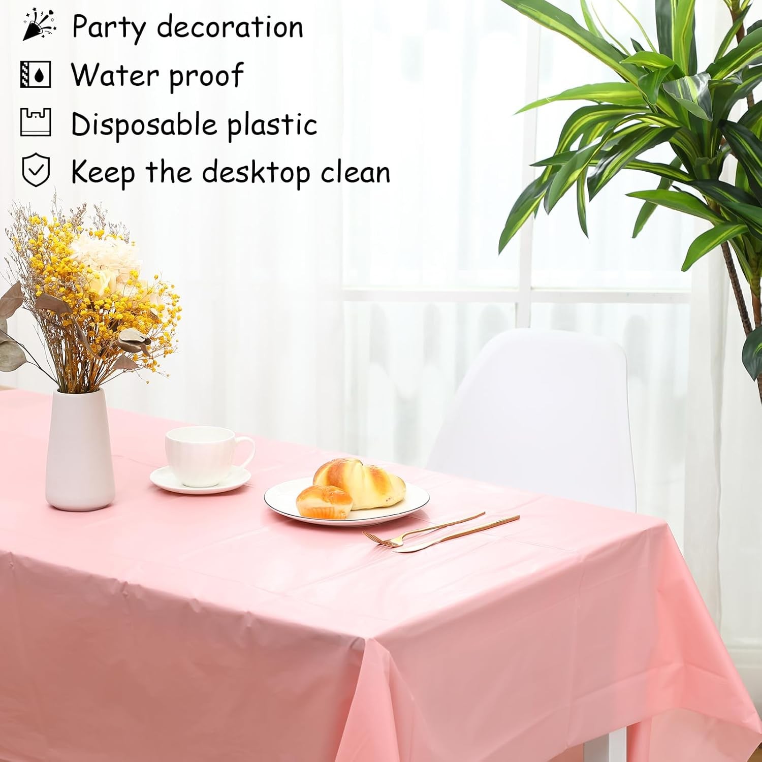 40 Pack Assorted Color Disposable Plastic Tablecloths Rectangle Bulk, 108 x 54