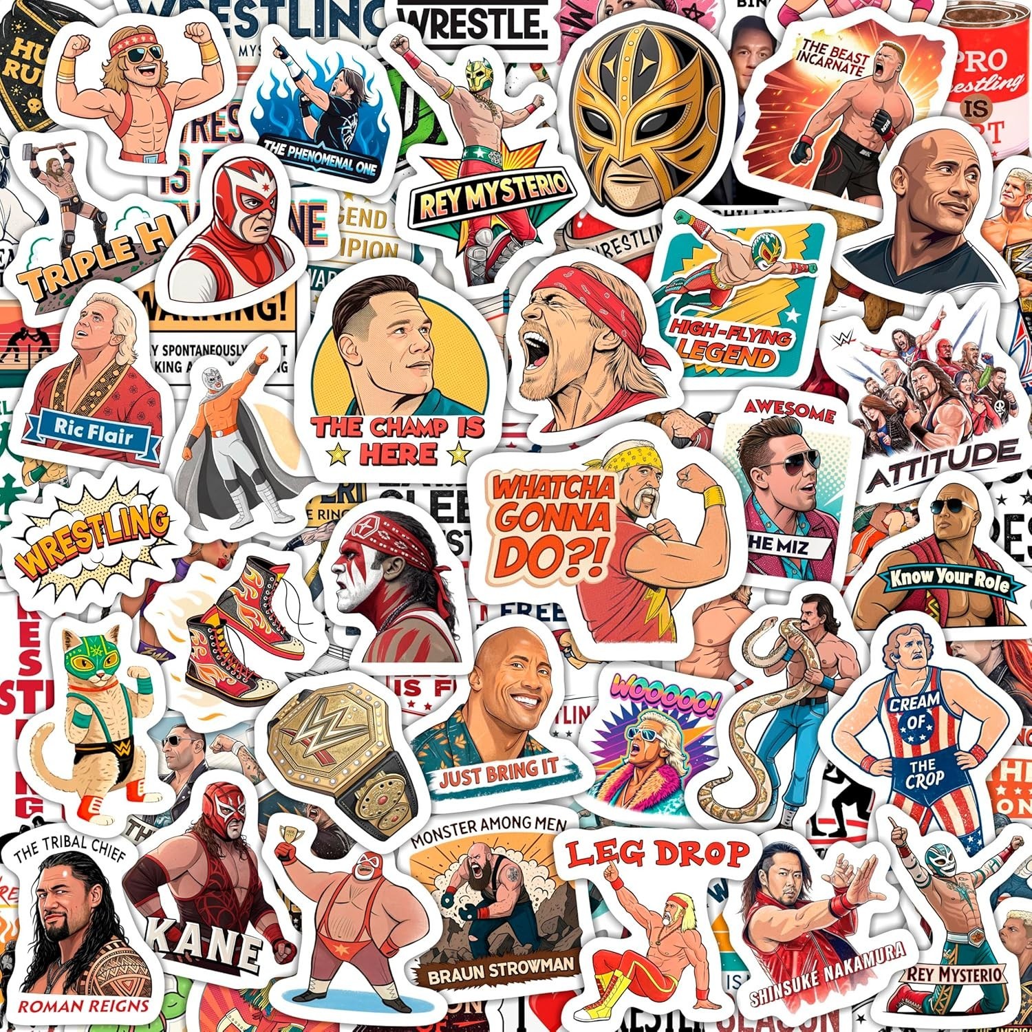 100Pcs Wrestling Stickers Pack – Fighter Vinyl Decals, Water Bottle, Laptop –…