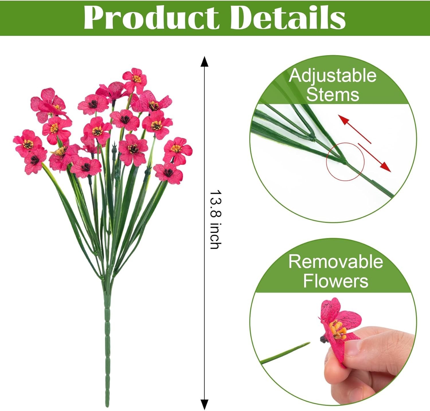 24 Bundles Artificial Flowers for Outdoors Decoration, UV Resistant Mixed Col…