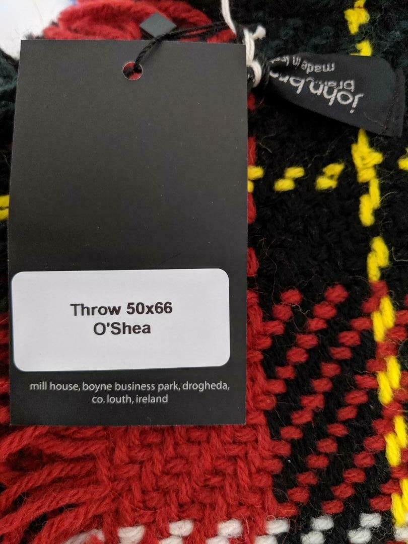 John Branigan Throw Wool & Alpaca Handmade Ireland 50 x 66 O&rsquo;Shea Tartan Red