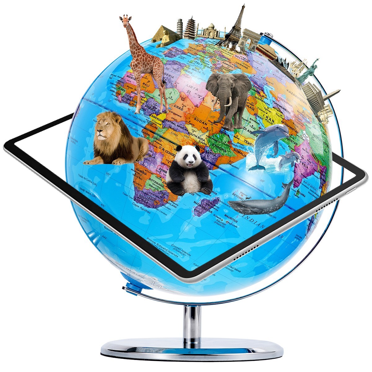 10&Prime; World Globe 360° Rotating Illuminated Education Globe w/ Lighted Map