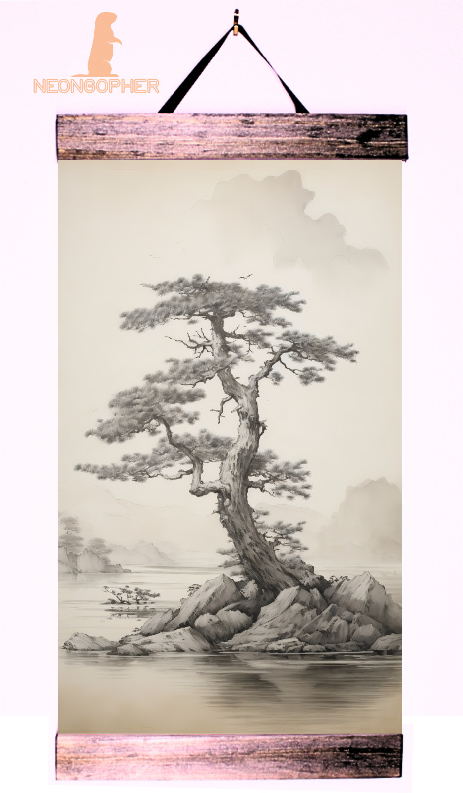 12&Prime;x18&Prime; Custom Canvas Wall Scroll Japenese Landscape Solid Wood ws6