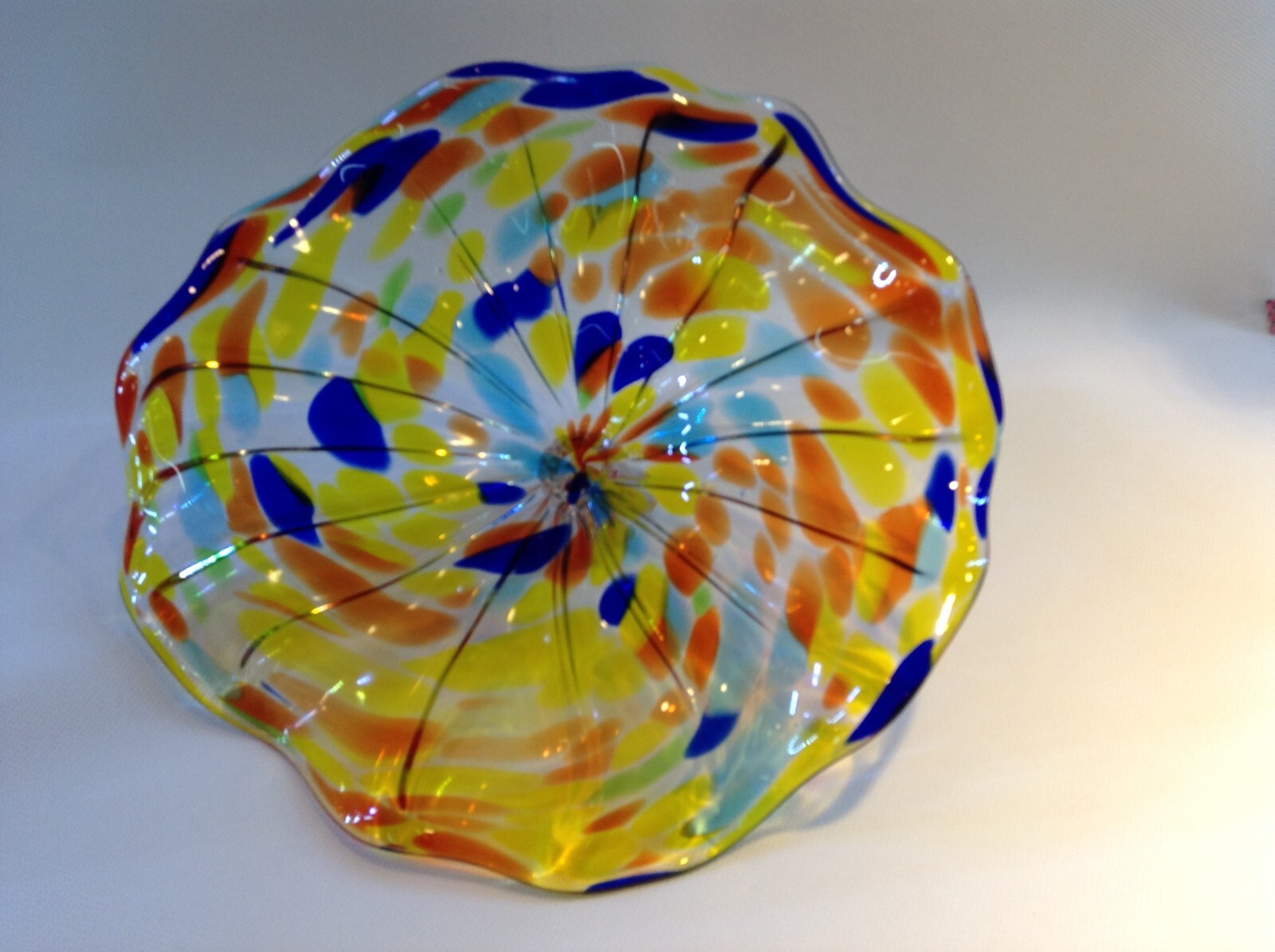 1PC Multicolor Murano Style Platter Flecks Confetti Wall Mounted Plate D12&Prime;