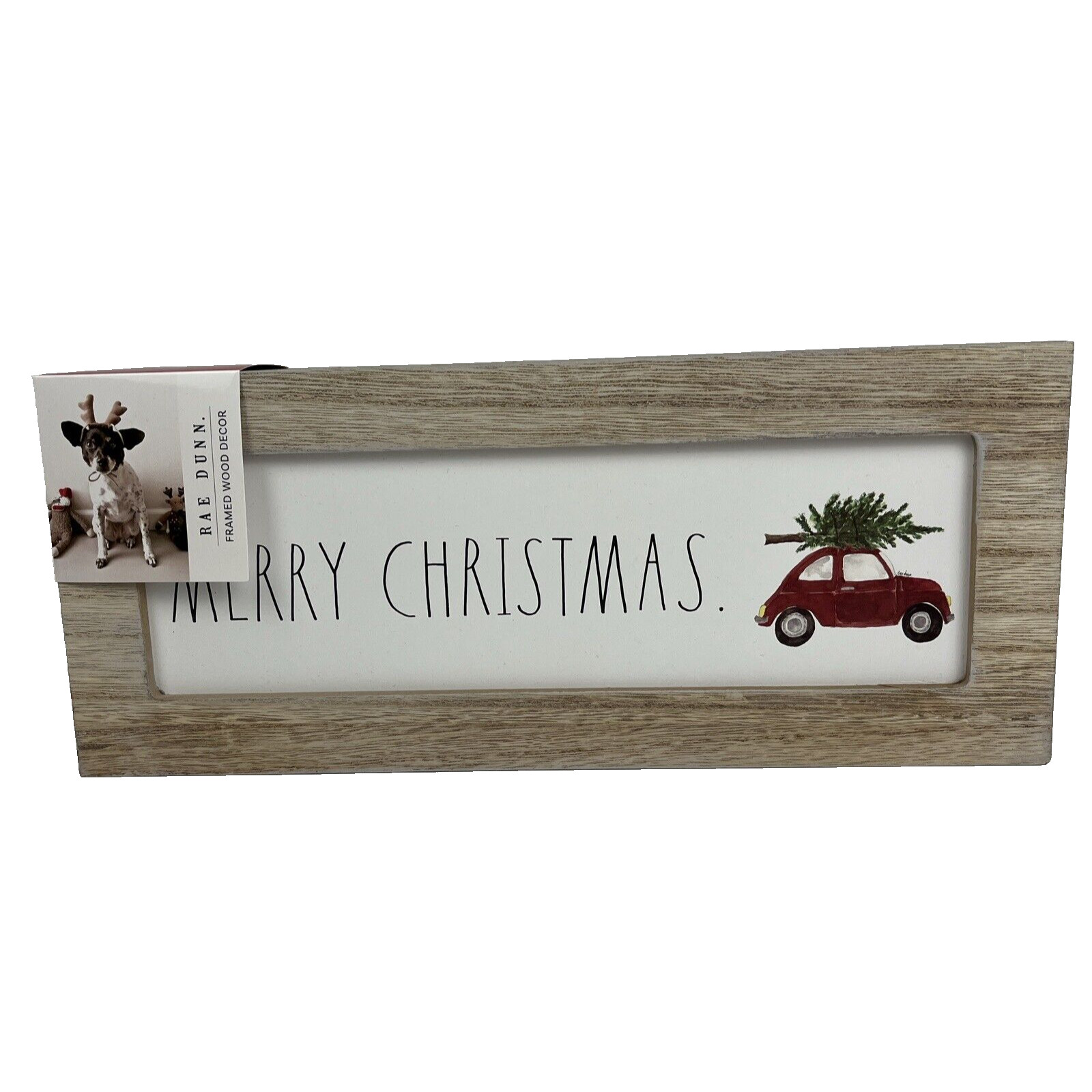 Rae Dunn Merry Christmas Box Sign Truck Tree Holiday Wood Table 12×5 Inch