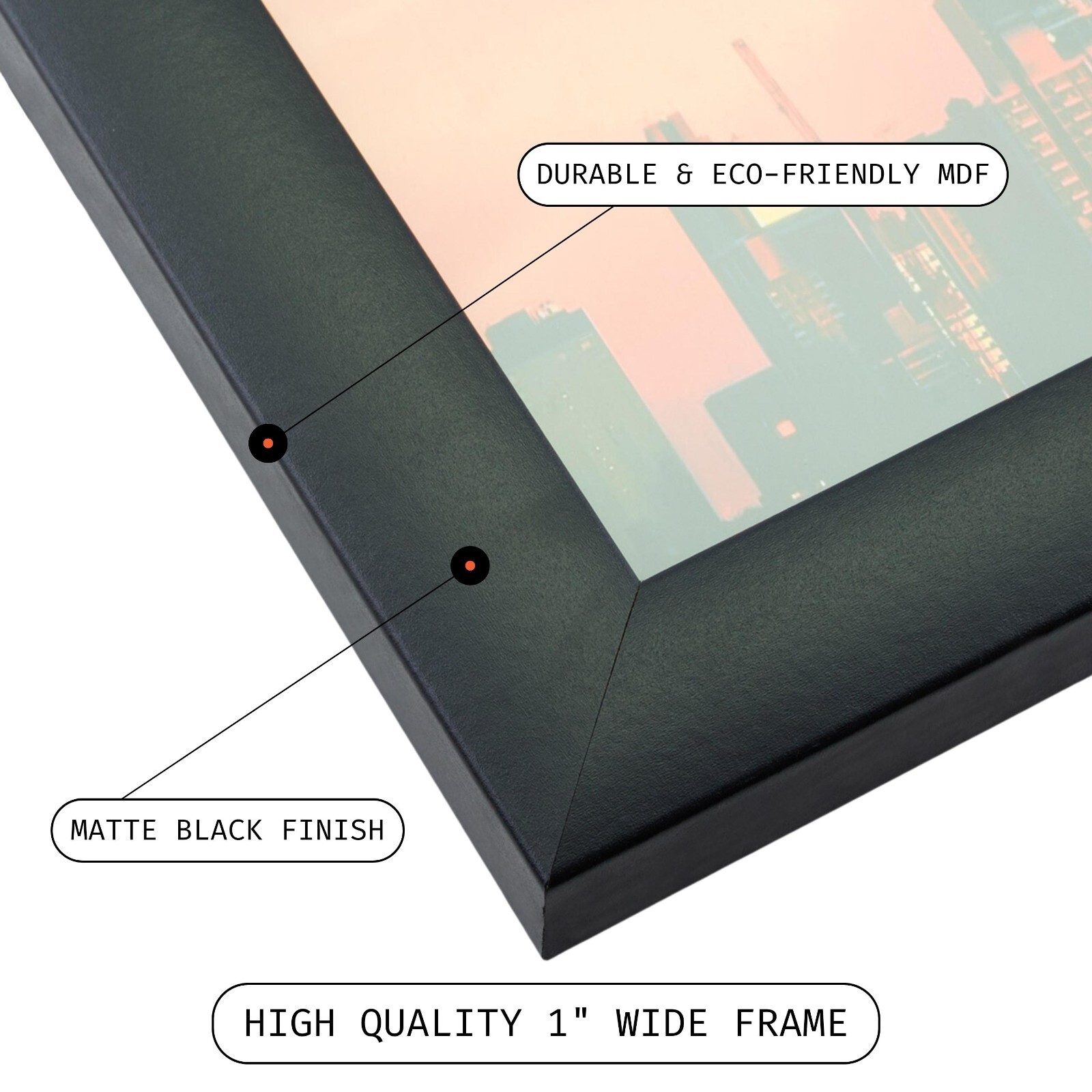 Craig Frames 1&Prime; Contemporary Matte Black Picture Frame, 35 Sizes, Bulk Discounts