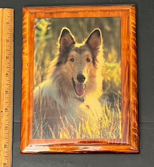 Vintage Collie Dog Wood Plaque Wall Hanging Rustic Folk Art Decor 8.5×6.5