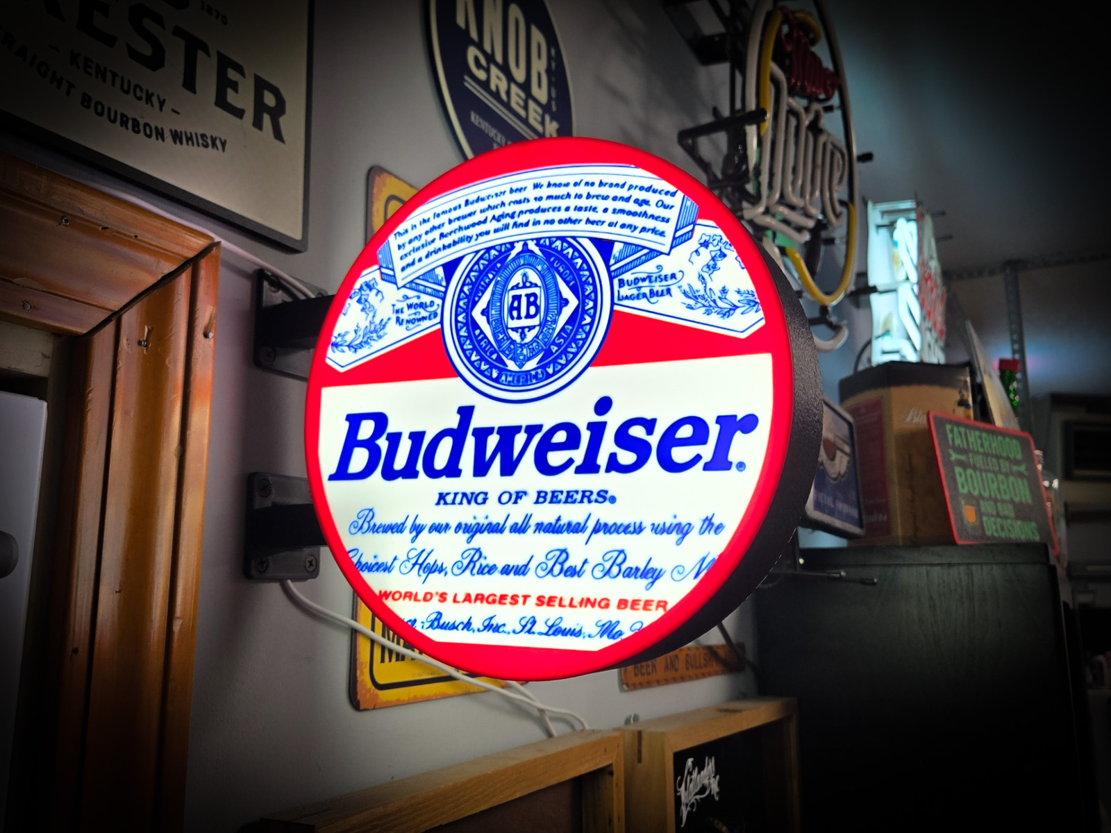 BUDWEISER ~ 2-Sided Round Lightbox 3D Printed