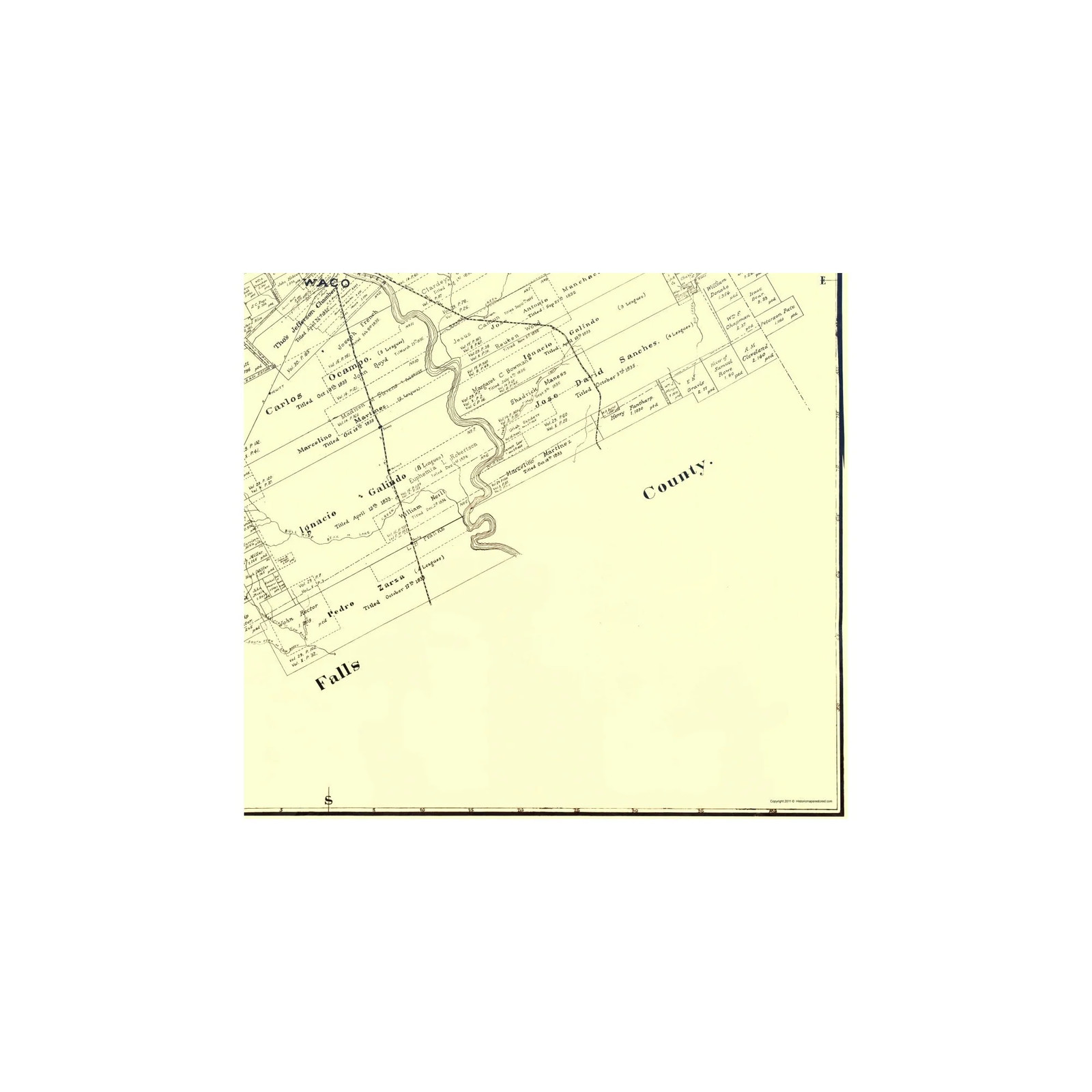 Historic County Map- Mclennan County Texas – General Land Office 1896 – Vintage