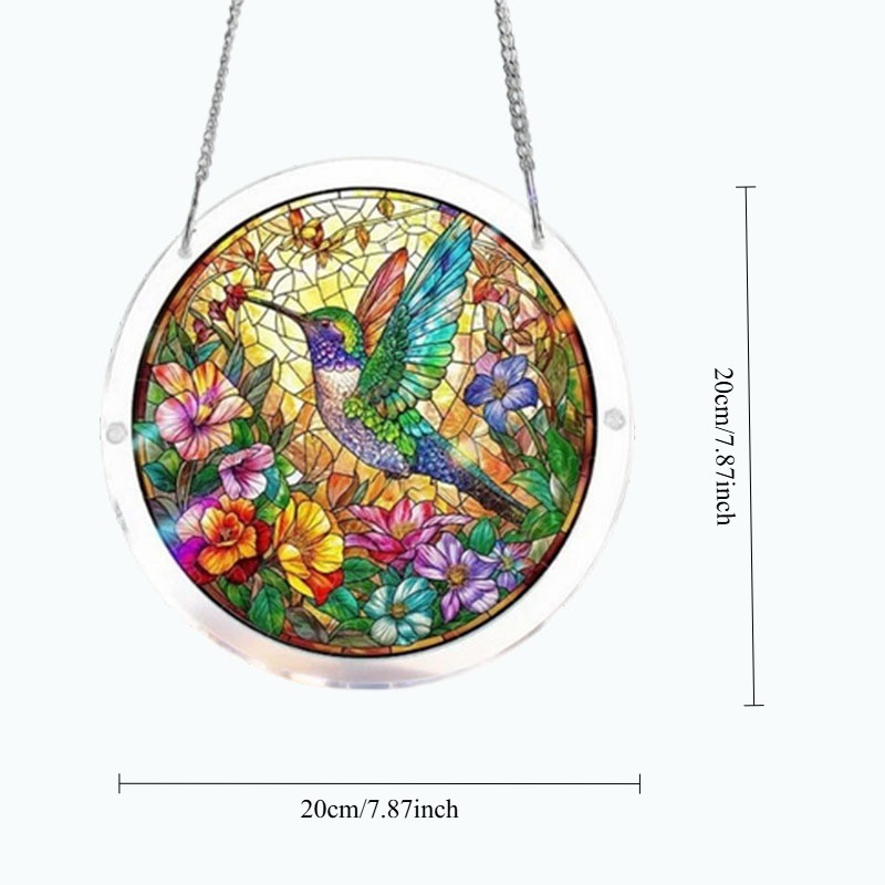Garden Hummingbird Floral Acrylic Interlocking Puzzle Suncatcher Home Ornament