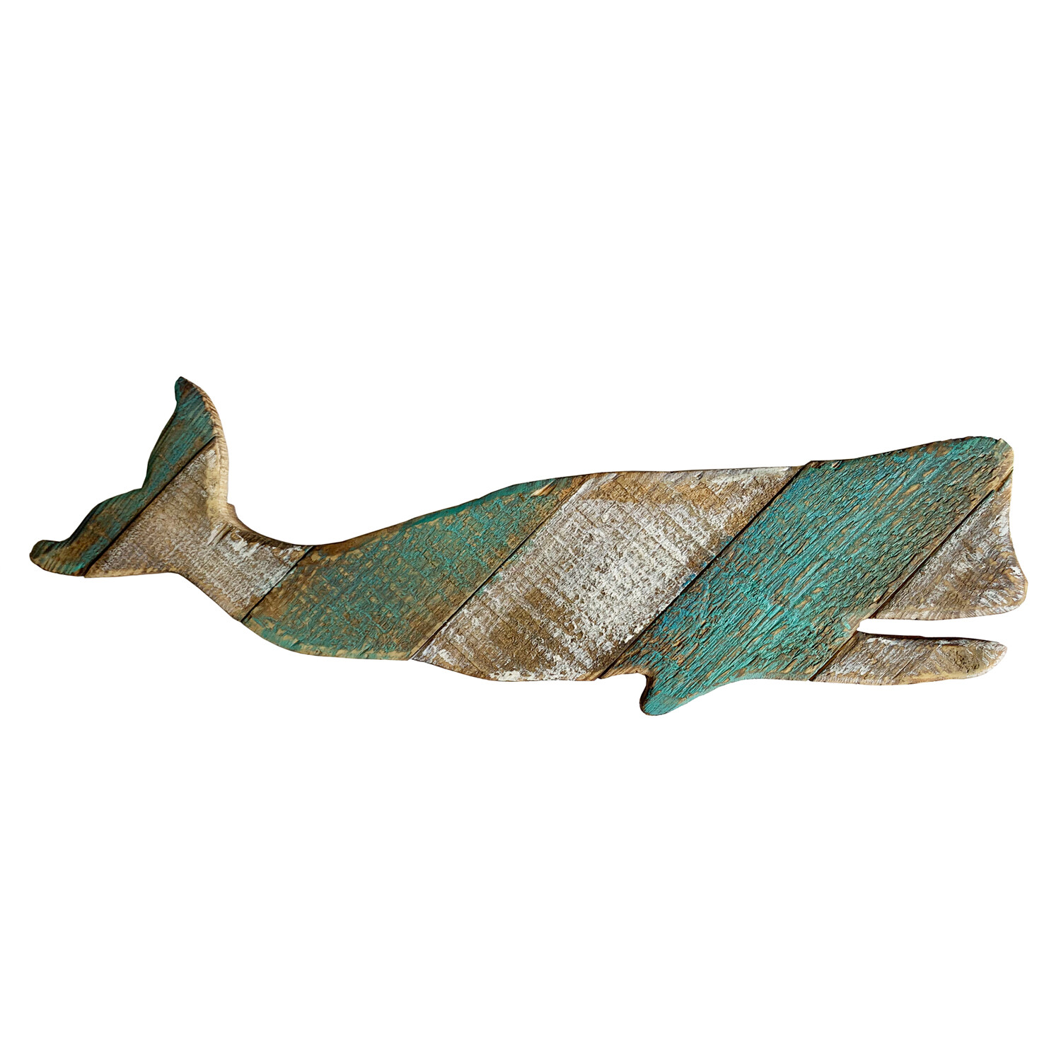 Nautical Wood Hanging Whale Wall Decor, Rustic Whale Wall Hanging Ornament 16&Prime;L