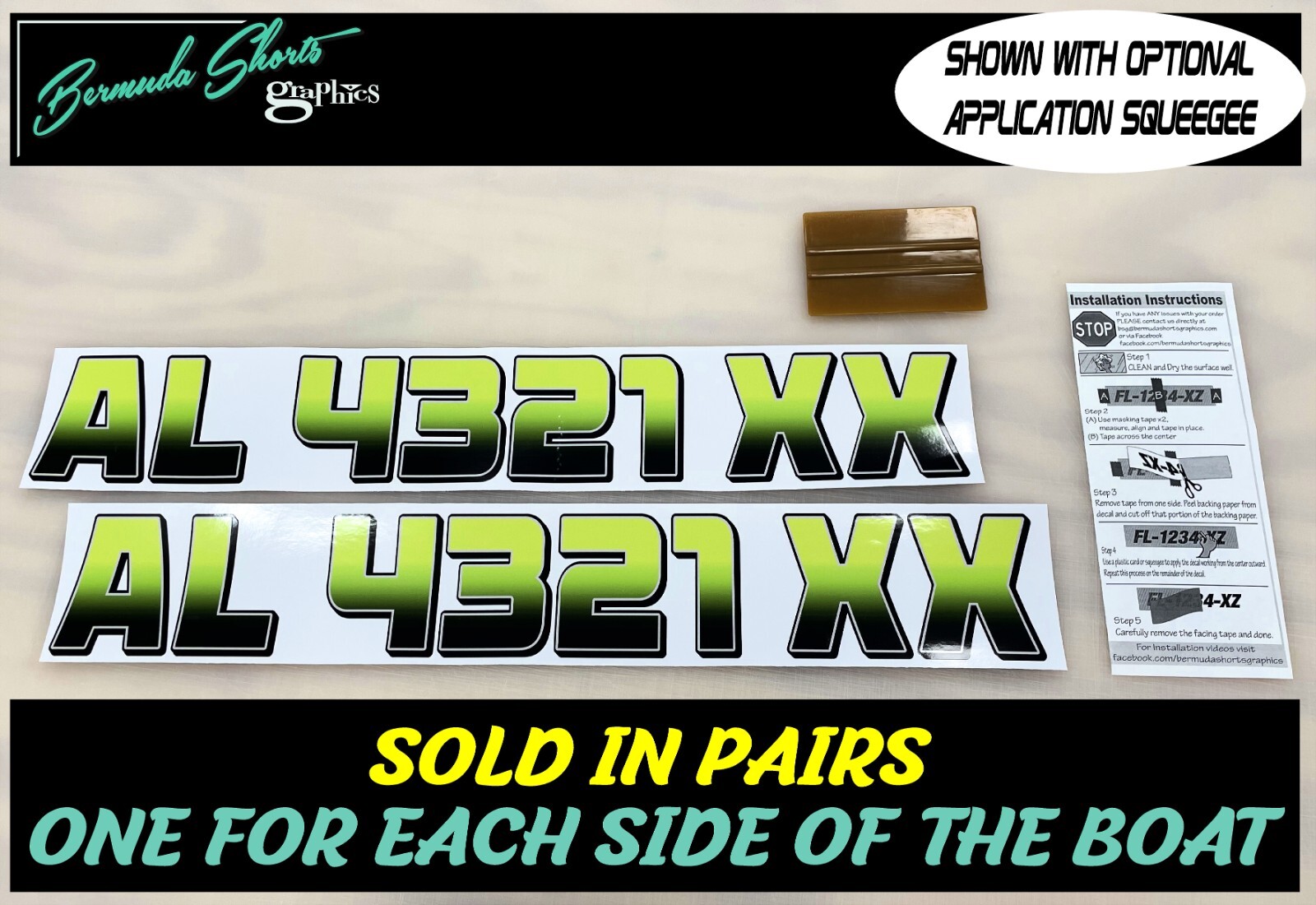 Boat Registration Numbers & Letters 2 Pack Custom 3&Prime; Boat & Jetski PWC Stickers