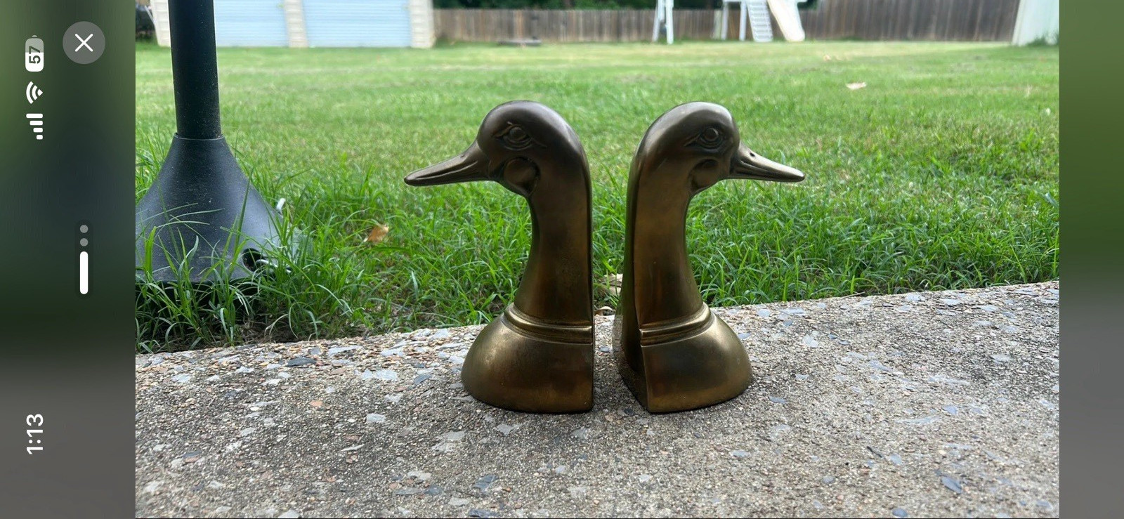 Leonard Solid Brass Duck Bookends Pair Gold Brushed Finish Felt Bottom