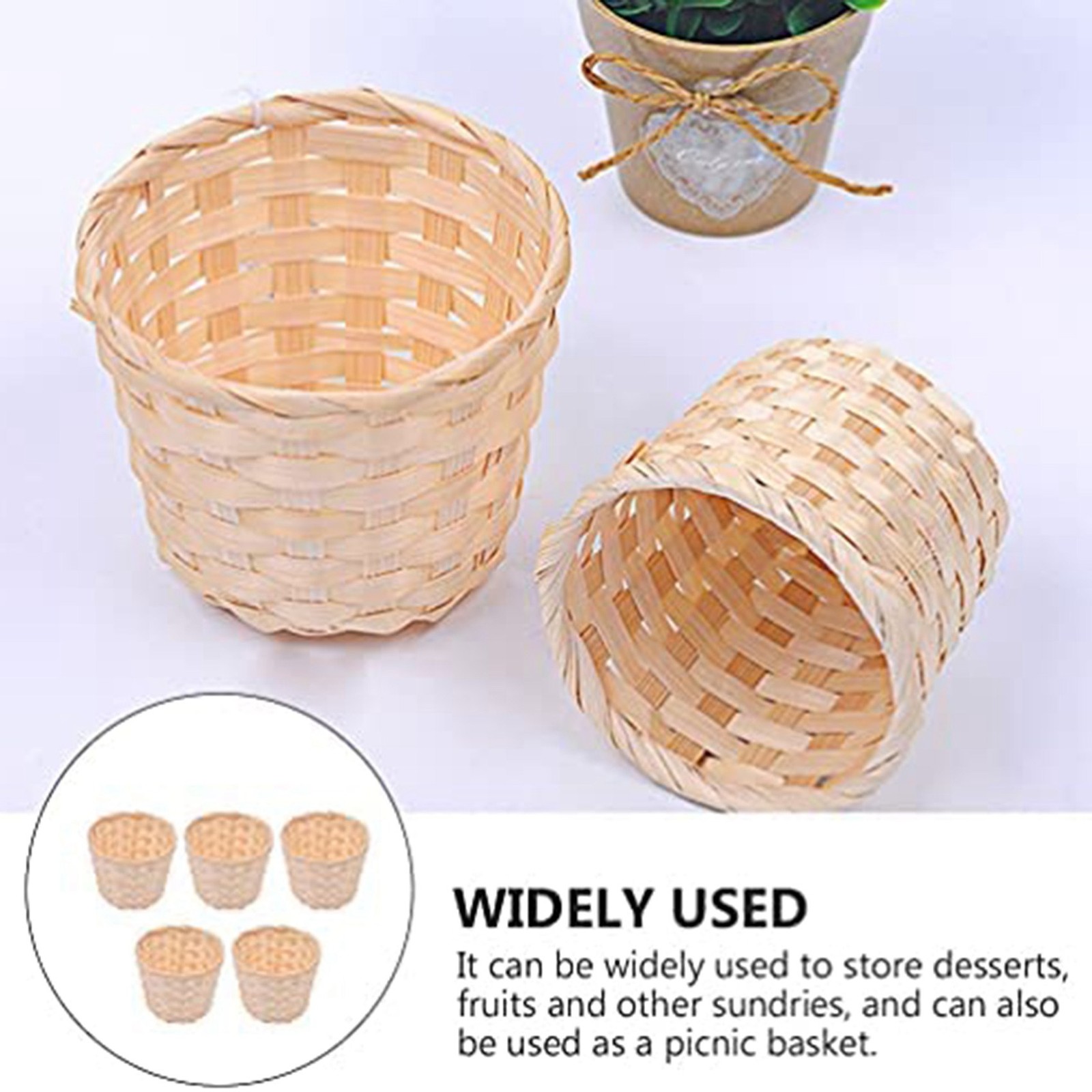 5PCS Woven Baskets Without Handles for Party Favors Crafts Decor Suitable2011