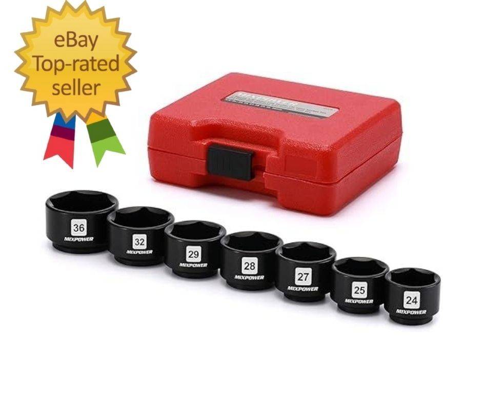 7 Pieces 3/8&Prime; Drive Low Profile Oil Filter Socket Set, 24mm, 25mm, 27mm, 28mm, 2