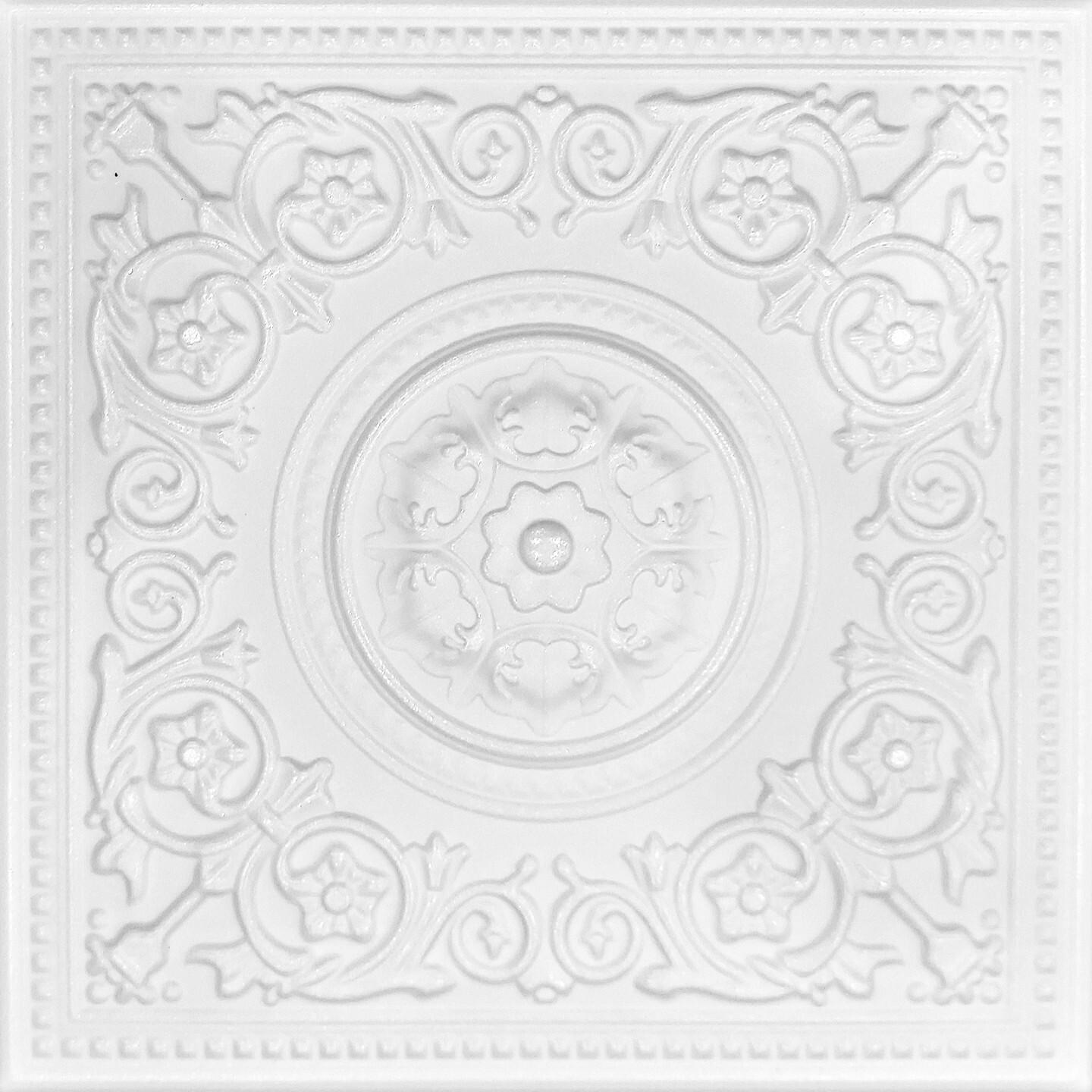 BEST SELLER, Ceiling Tiles, Styrofoam, GLUE UP, 20&Prime; x 20&Prime;, MAJESTY White
