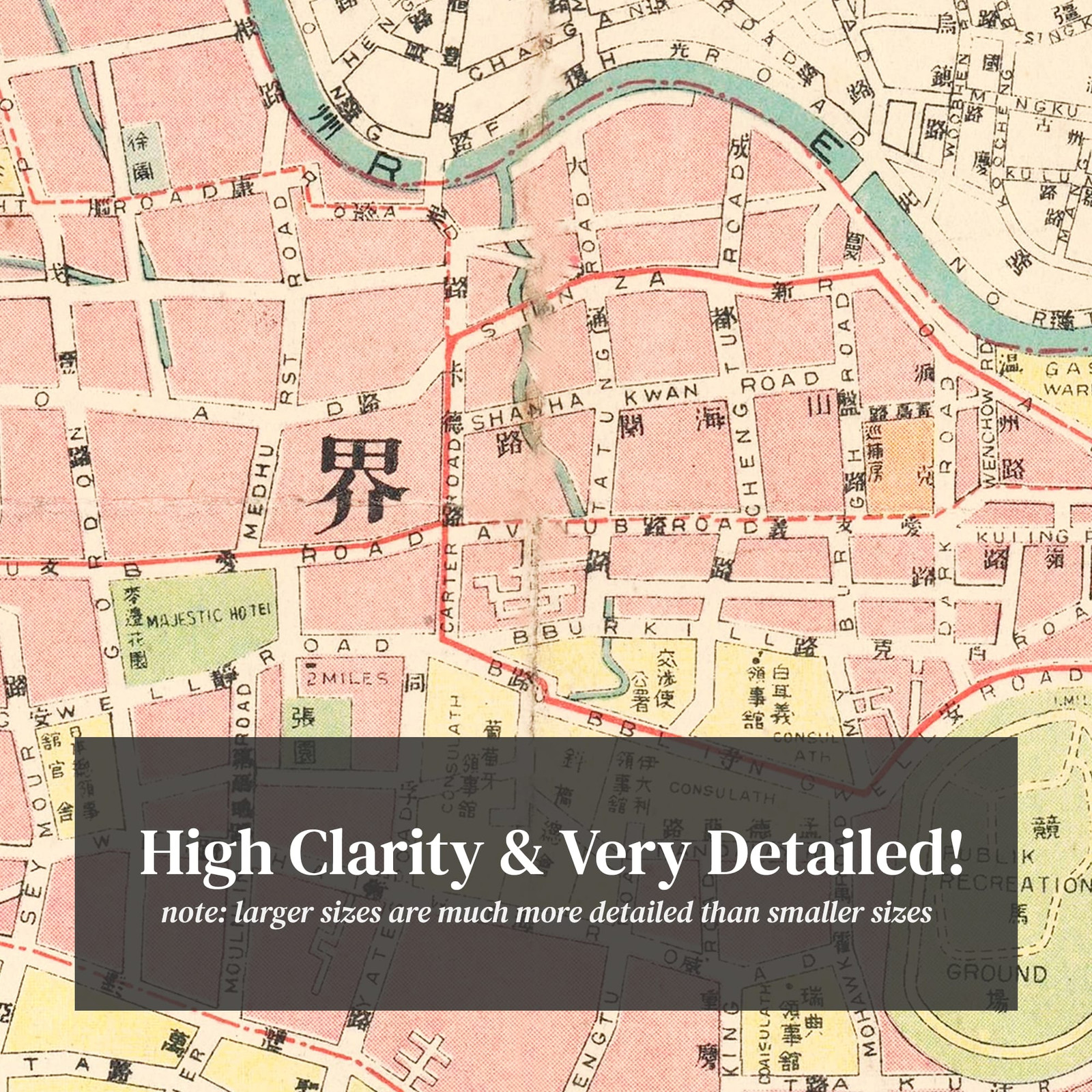 Old Map of Shanghai 1940 – Vintage China Art Wall Decor Prin