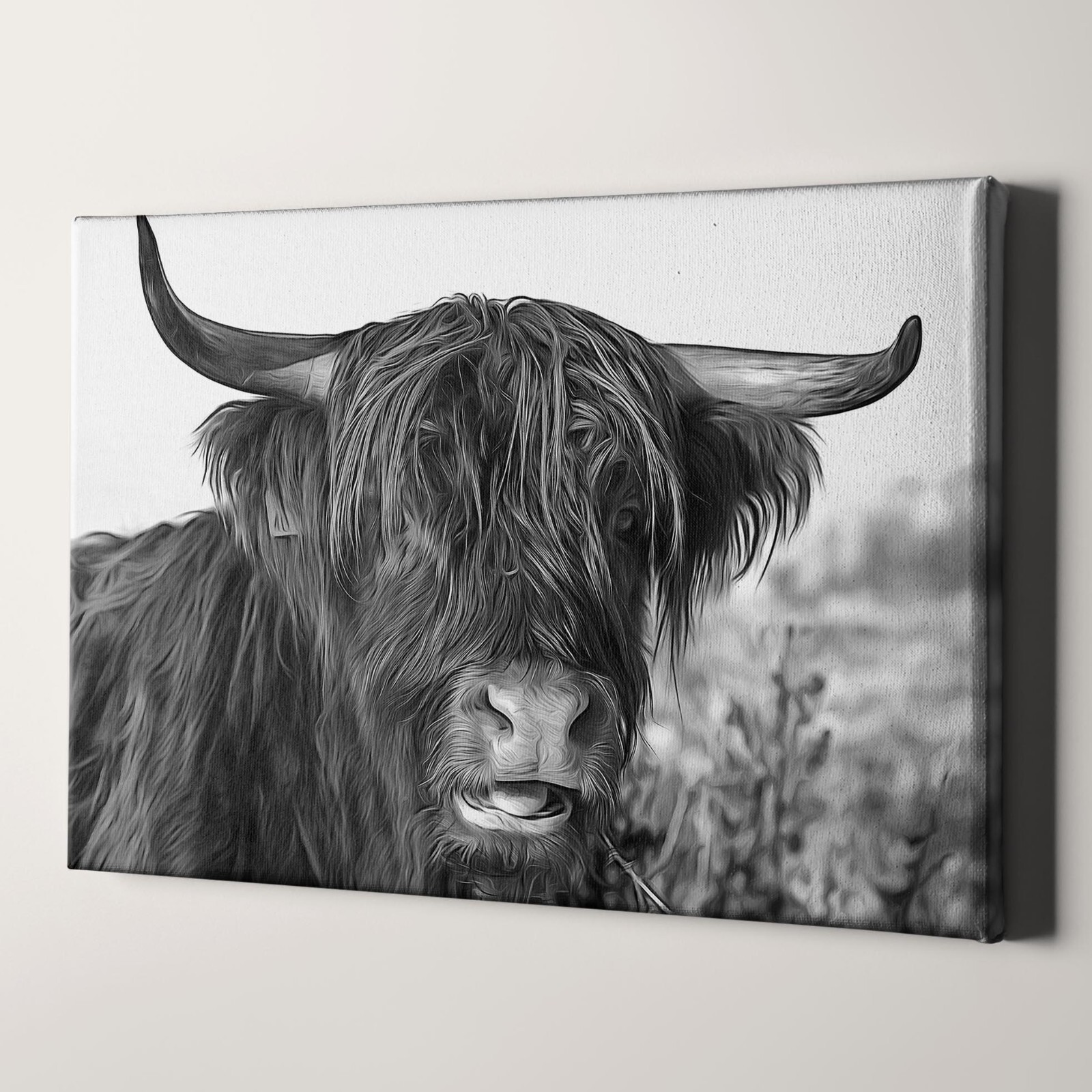 Highland Cow Scottish Cattle and Yaks Farm Animals Canvas Wall Art Print