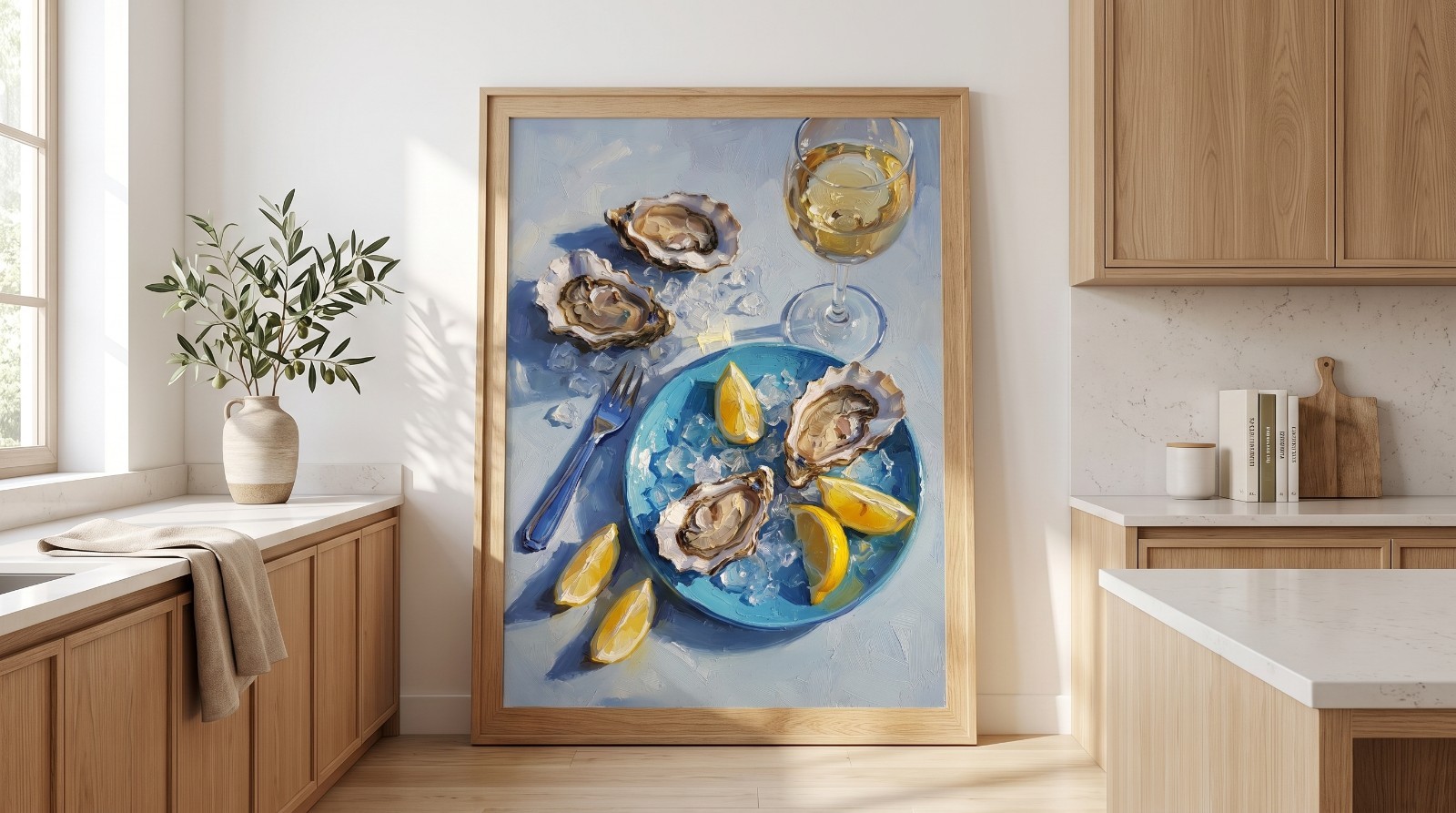 Oysters on Ice Wine Art Poster Oil Painting Impressionist Kitchen Wall Decor Pri