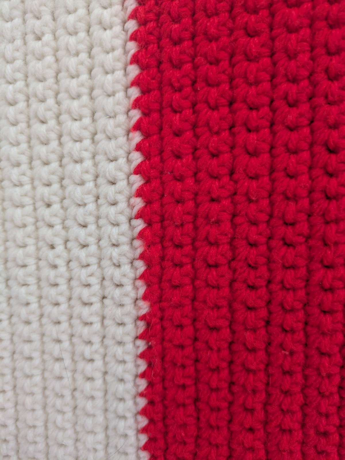 VTG Red and White Love & Liberty Crochet Large Afghan Blanket Fringe 60 X 52