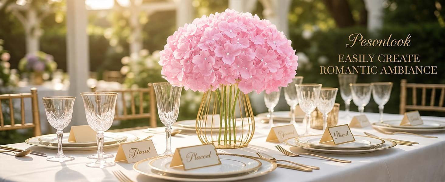 100Pcs Hydrangeas Artificial Flowers,Ivory Silk Fake Hydrangeas Flowers Heads