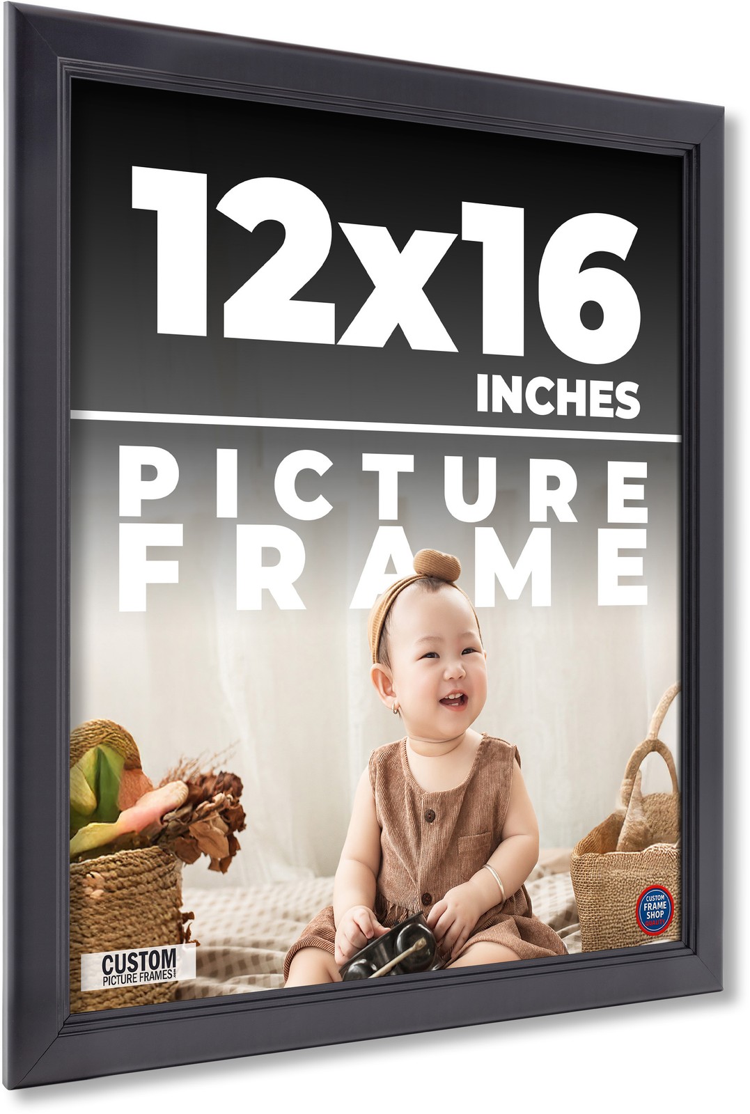 12×16 Contemporary Black Wood Frame UV Acrylic and Acid Free Foam Board