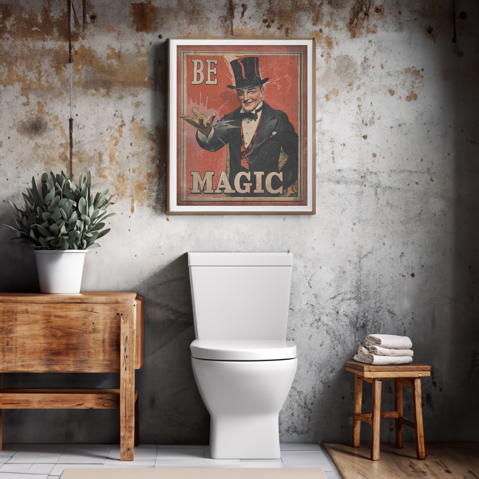 Vintage MAGICIAN Wall Art, BE MAGIC Illusionist Decor, Slight Of Hand Poster