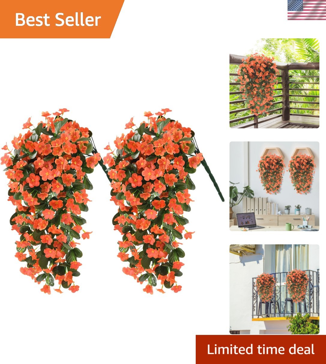 Realistic Trailing Vines – 2PCS UV Resistant Hanging Flowers for Home Decoration