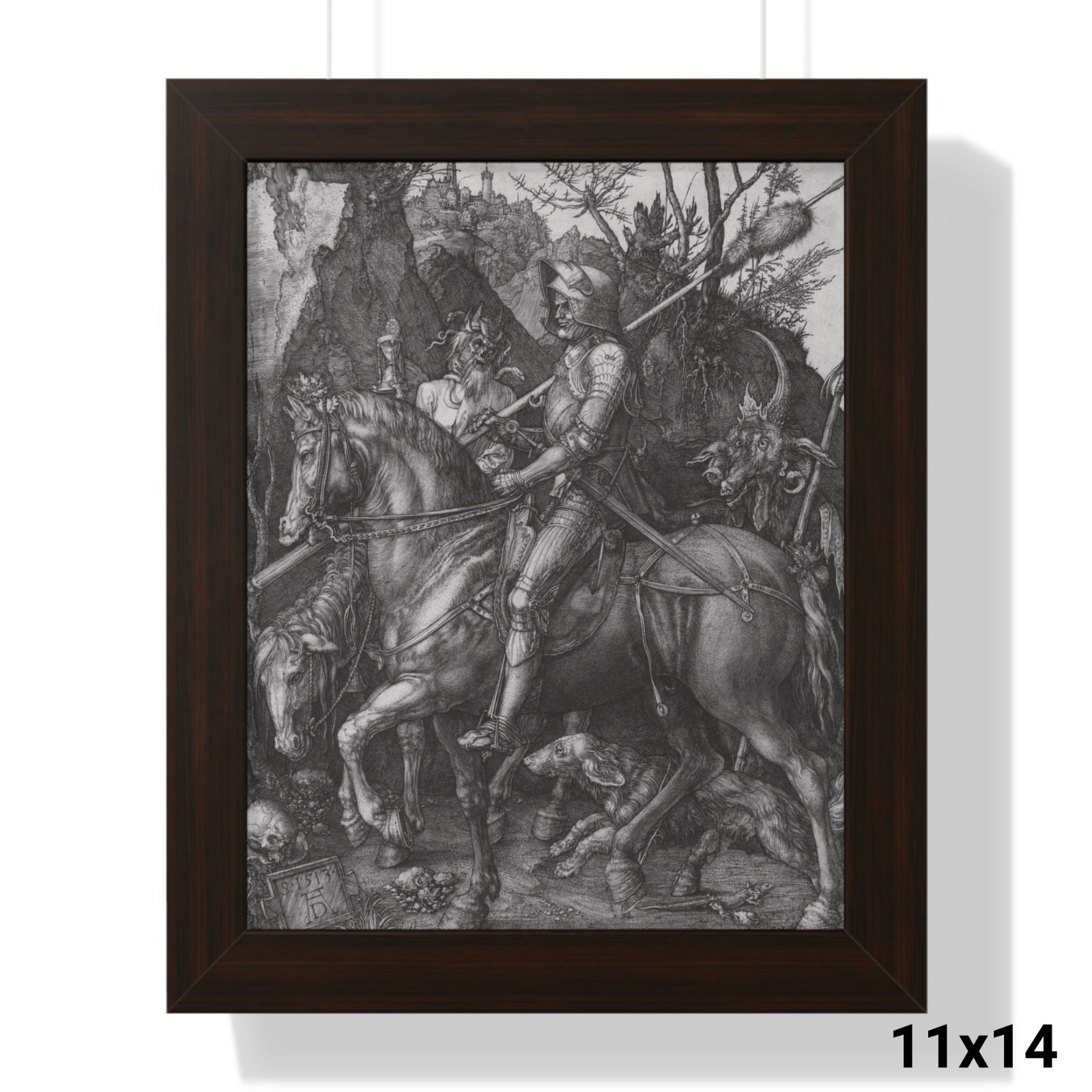 Knight, Death and the Devil Wall Art, Framed Vertical Poster, Wall Art