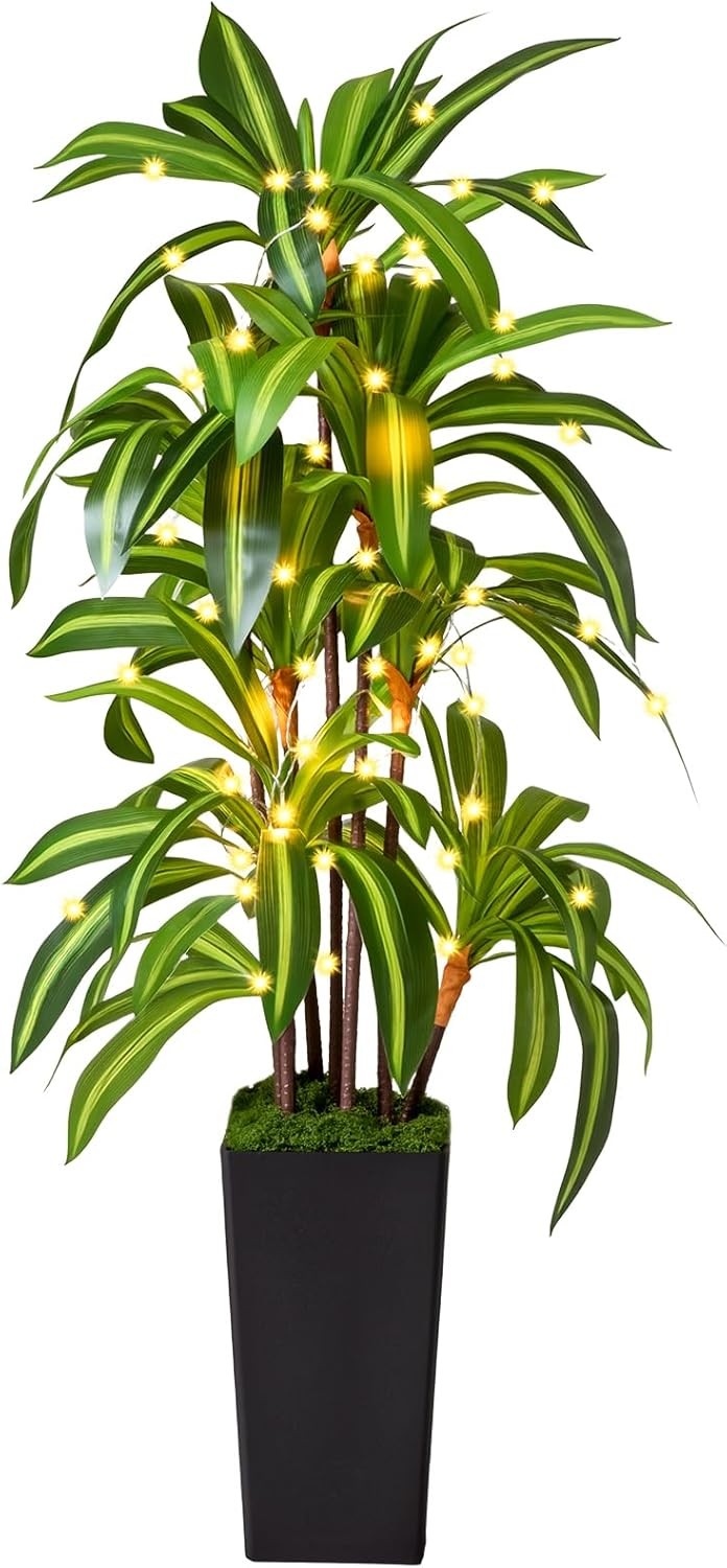 5FT Faux Dracaena Tree Artificial Plant Black Pot