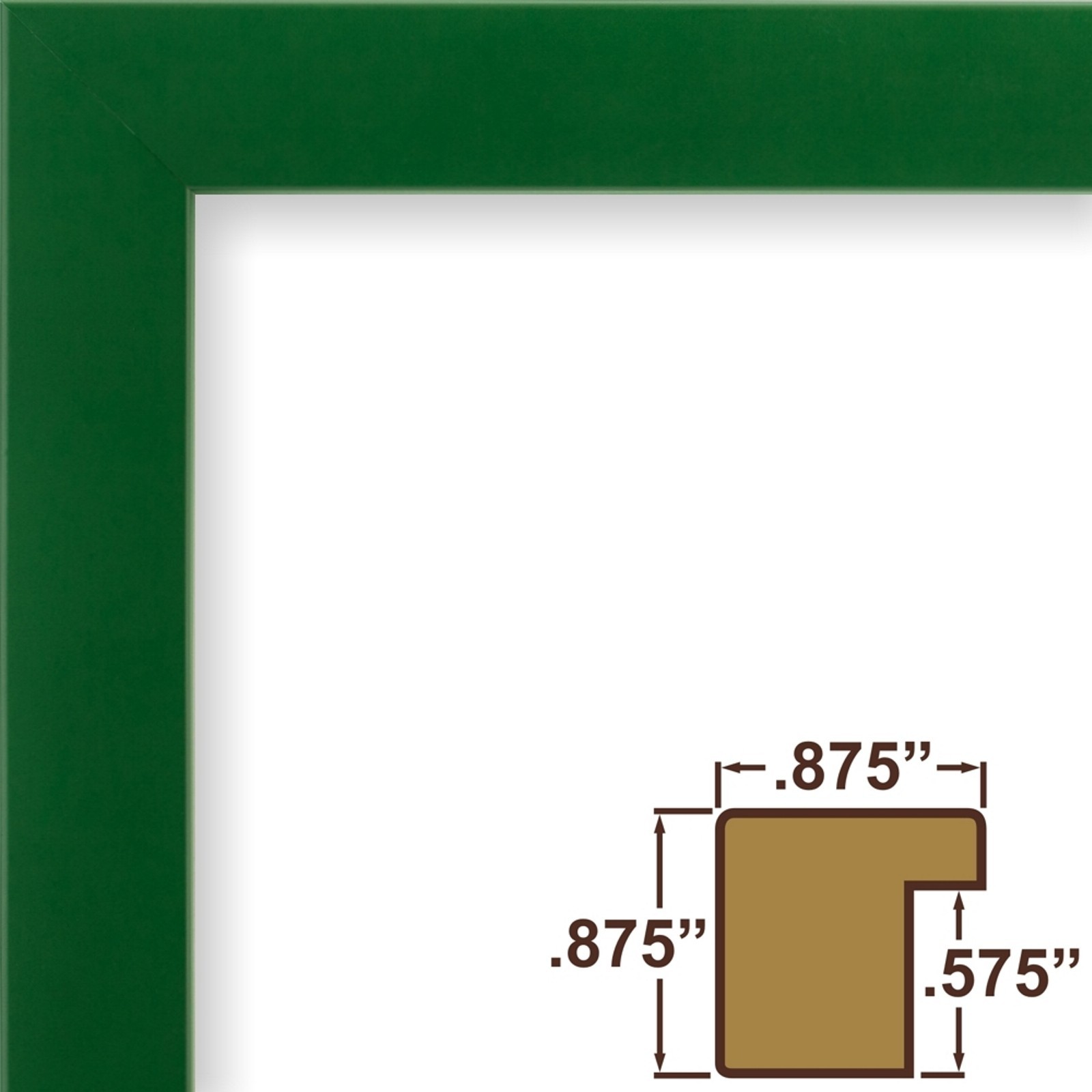 Craig Frames Confetti, 0.875 Inch Wide Modern Green Solid Wood Picture Frame