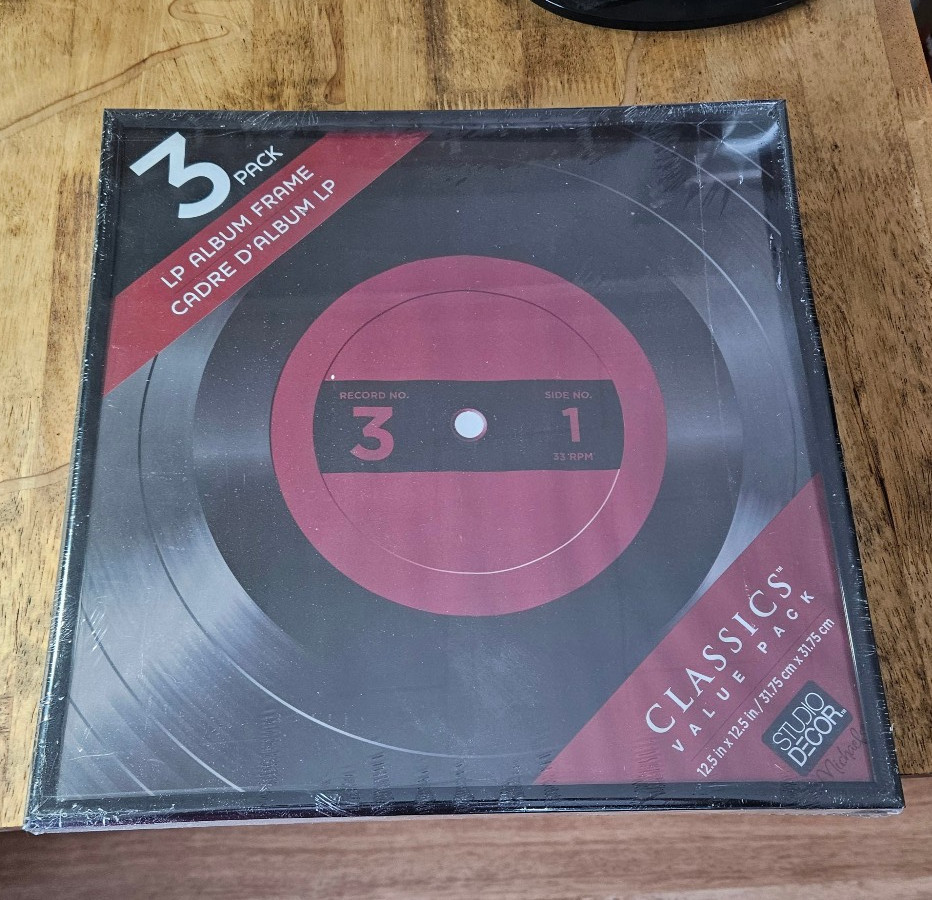 3 Pack LP Vinyl Album Frames by Studio Decor 12.5in x 12.5in, new and sealed