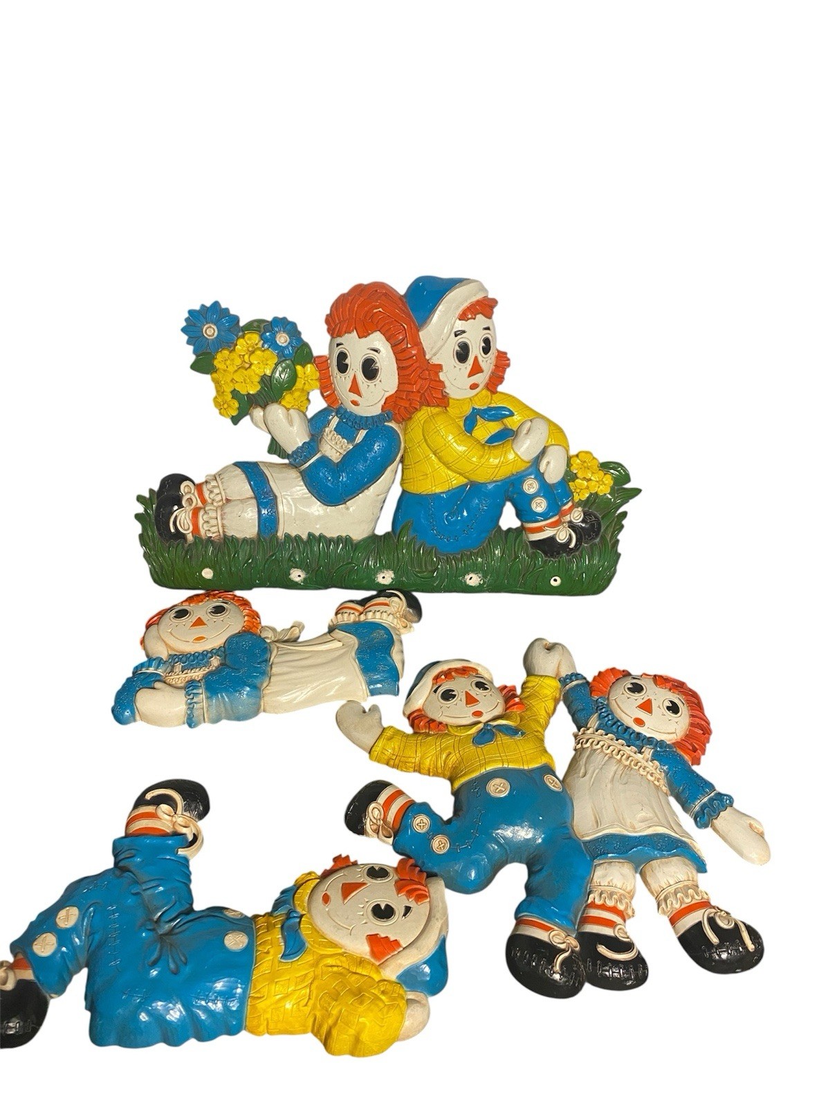 Set 4 Vintage Raggedy Ann and Andy Hanging Wall Decor Bobbs-Merrill Company