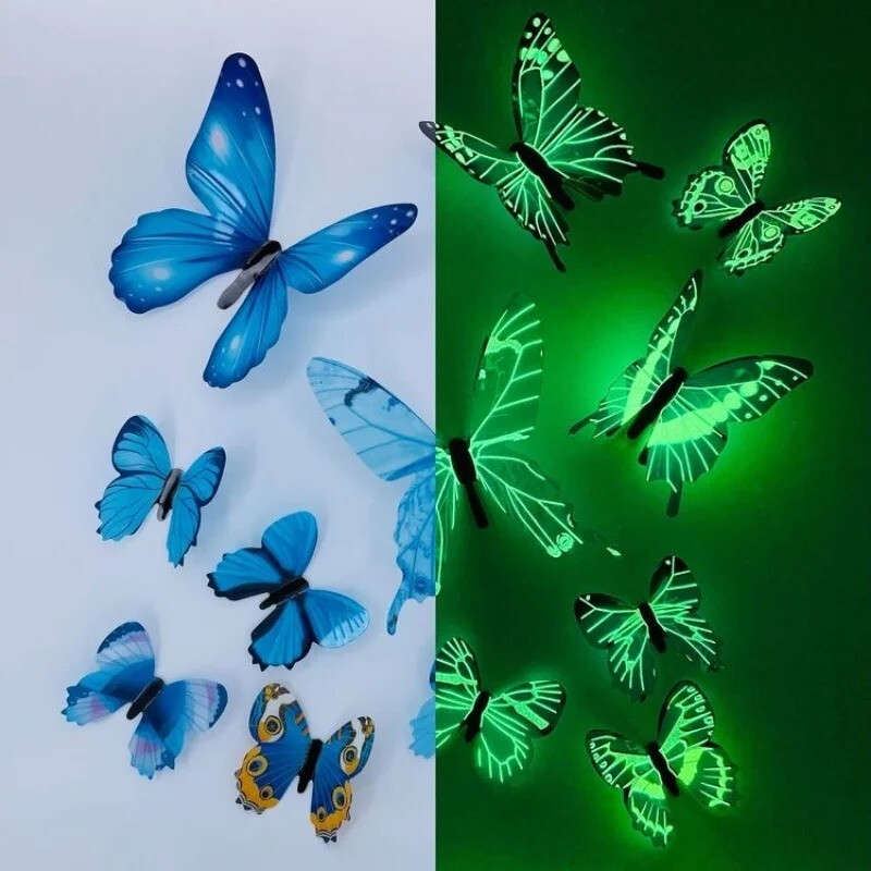 3D Luminous Butterfly Wall Stickers – 12pcs DIY Decor