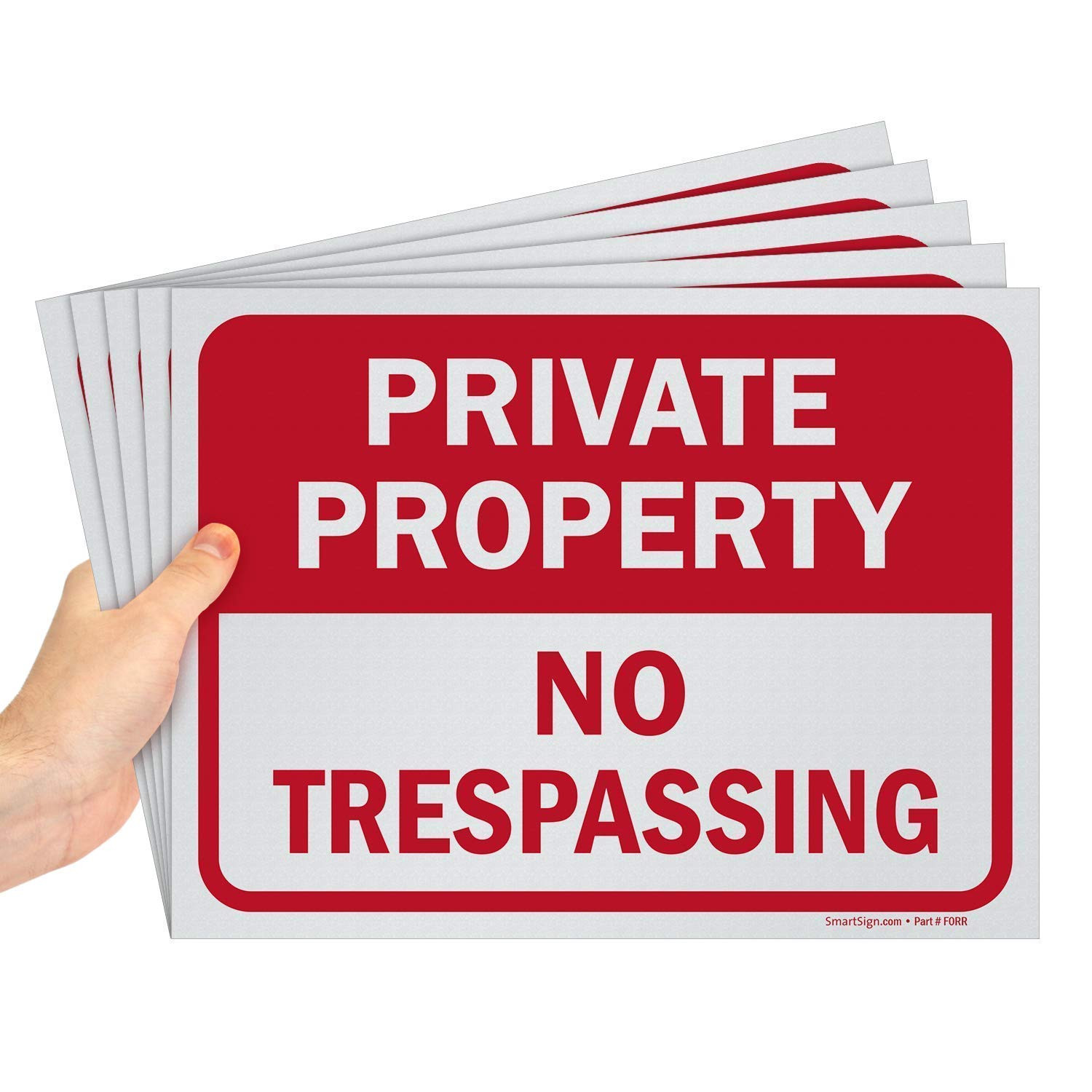 Private Property No Trespassing Sign, 9&Prime; X 12&Prime; Polystyrene Plastic (Pack of 5) S