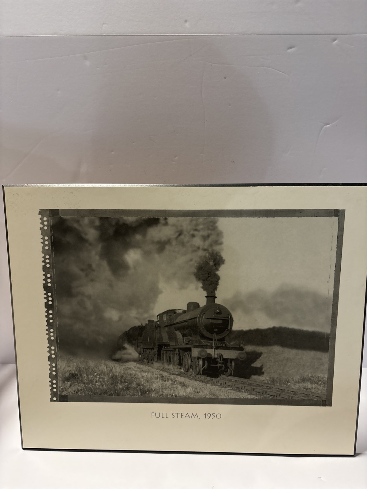 Vintage Steam Train Art Print &lsquo;FULL STEAM, 1950&rsquo; Black & White Photography