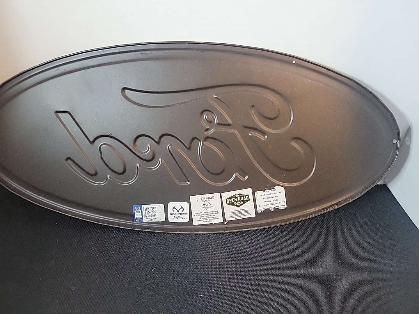 FORD 20 Inch Oval Vintage Distressed Style Camo Camouflage Embossed Metal Sign