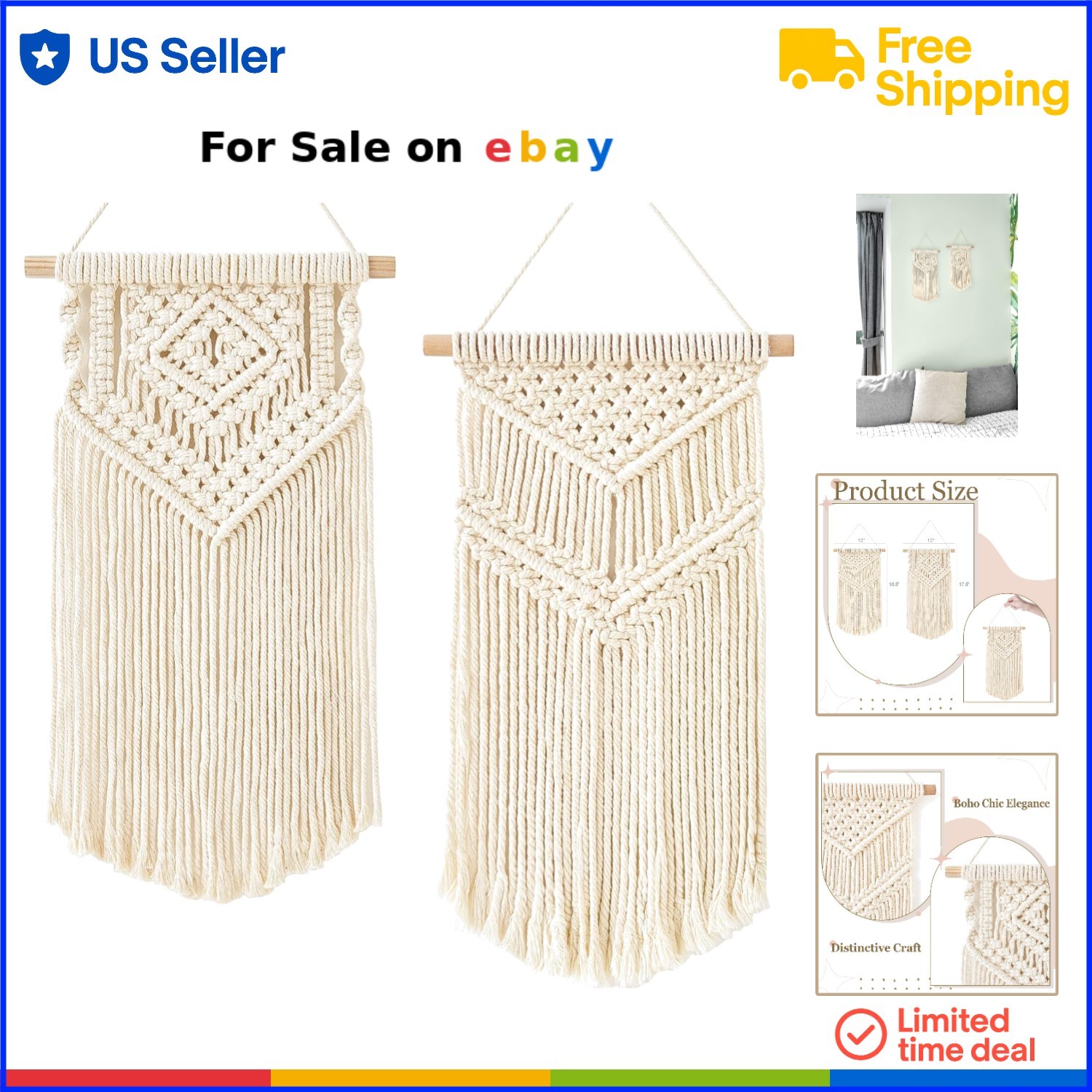 Macrame Wall Art Small Woven Tapestry Decor Boho Home Dorm Classroom Decor