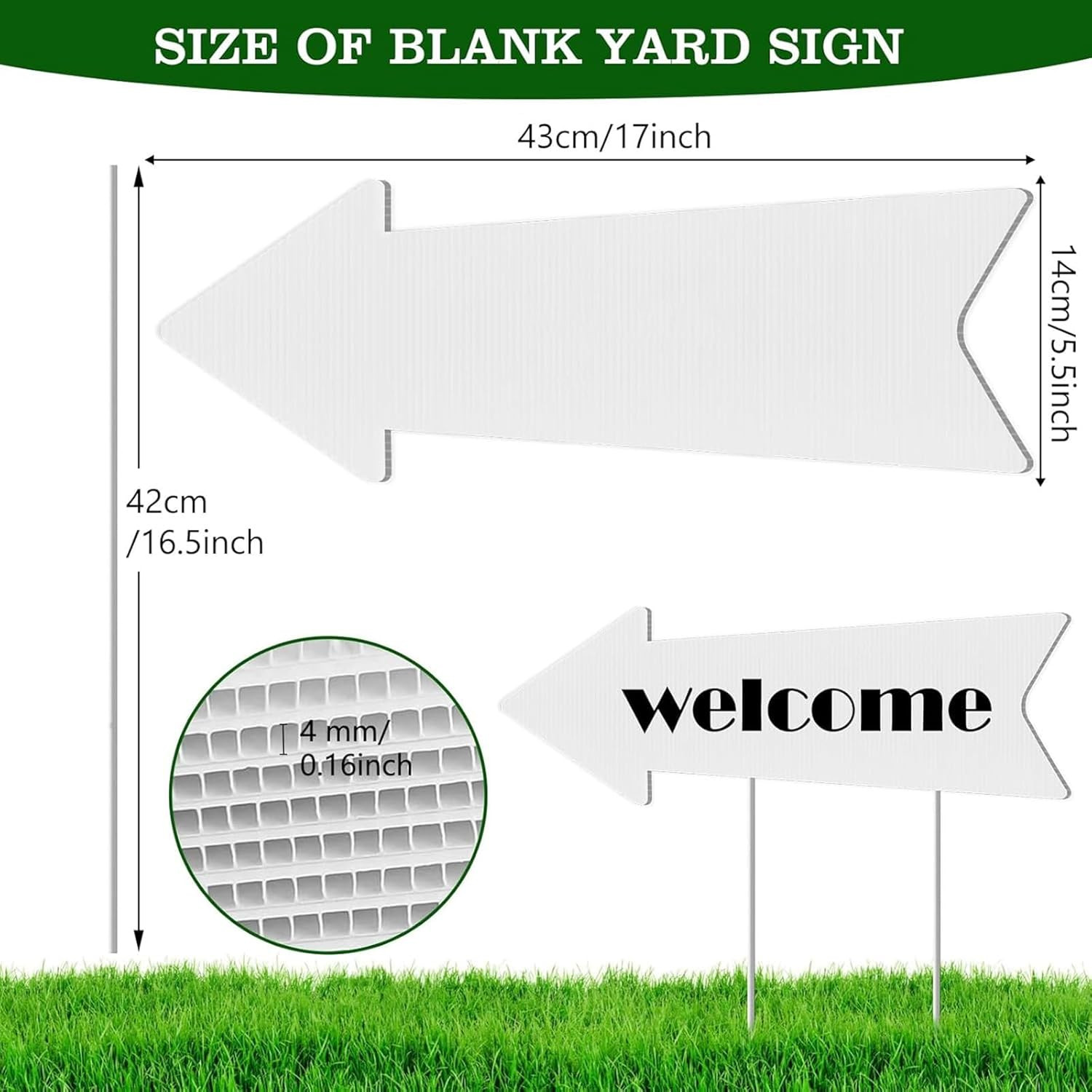 Blank-Arrow-Signs Bulk with Stakes 3 Pack 17 X 6 Inches Wedding Directional Yard
