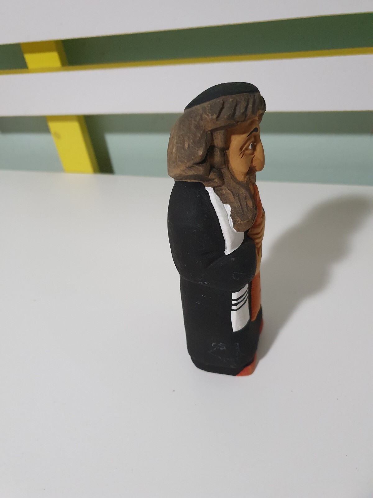 jew figurine with flute wood carving man 15cm